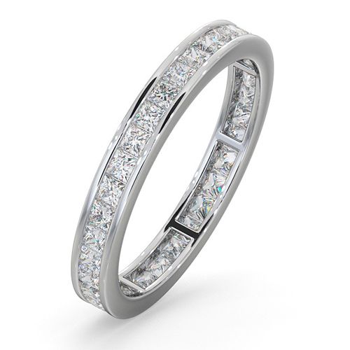 PTFE005-100-GVS | Platinum Channel Set Princess Cut Full Eternity Ring Natural Diamond 1.00ct G VS