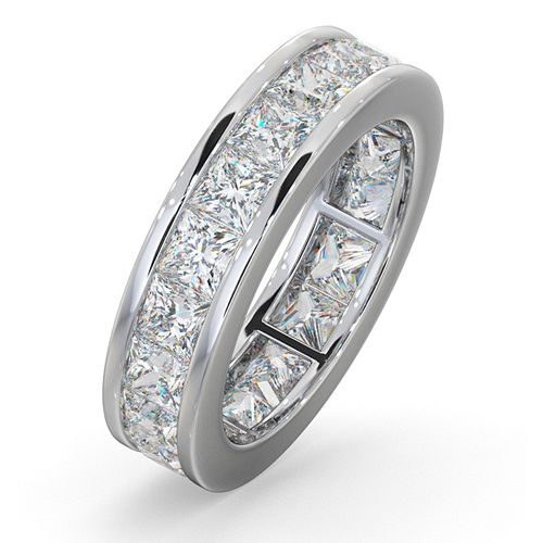 PTFE005-500-GVS | Platinum Channel Set Princess Cut Full Eternity Ring Natural Diamond 5.00ct G VS