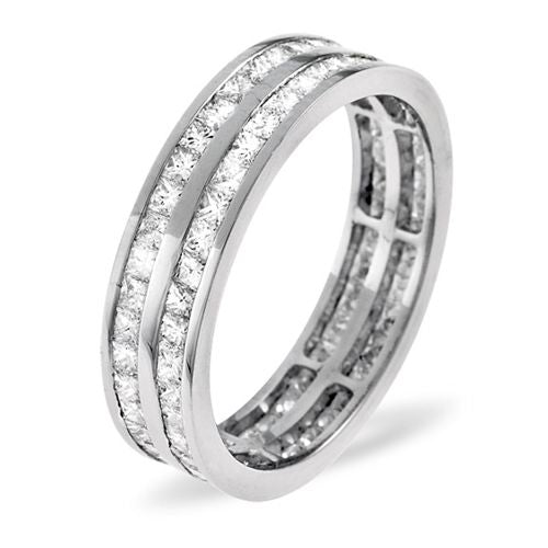 PTFE007-200-GVS | Platinum Channel Set 2 Row Princess Cut Full Eternity Ring Natural Diamond 2.00ct G VS