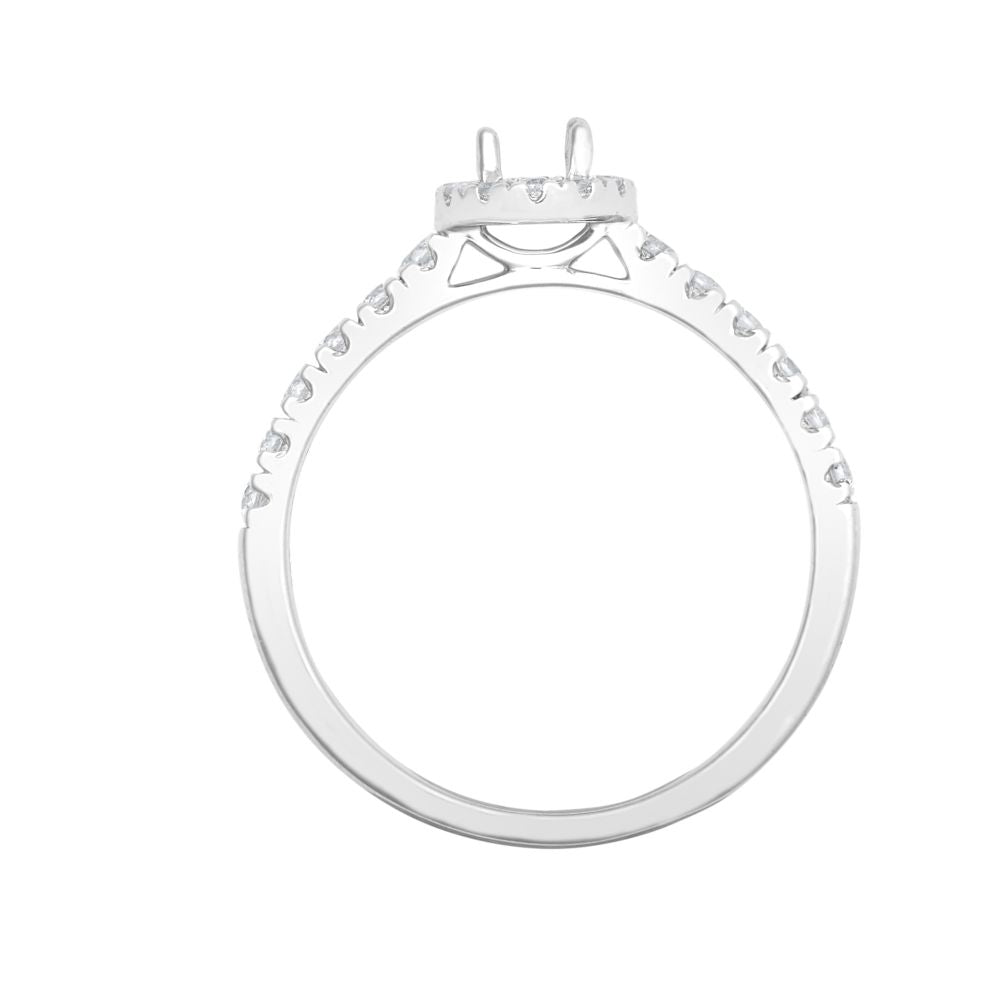 950 Platinum Gold Natural Diamond Micro-set Halo and Shoulders Wed-fit Ring Mount + 0.25ct Diamond