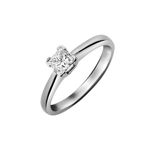 Platinum 1.00ct Princess Cut Natural Diamond Solitaire Ring