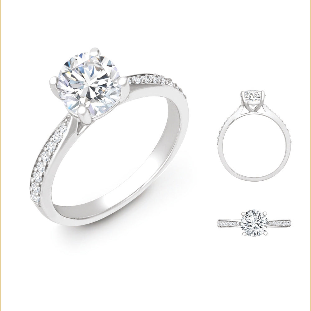 950 Platinum Gold Natural Diamond Pav?-set Wed-fit Ring Mount + Diamond