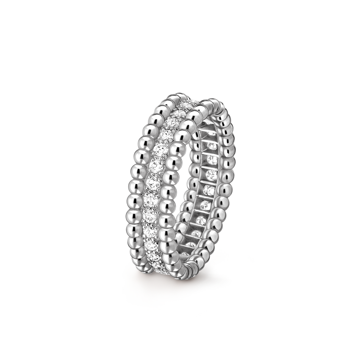 Van Cleef & Arpels Perlée Diamonds 1 Row Ring 18K White Gold