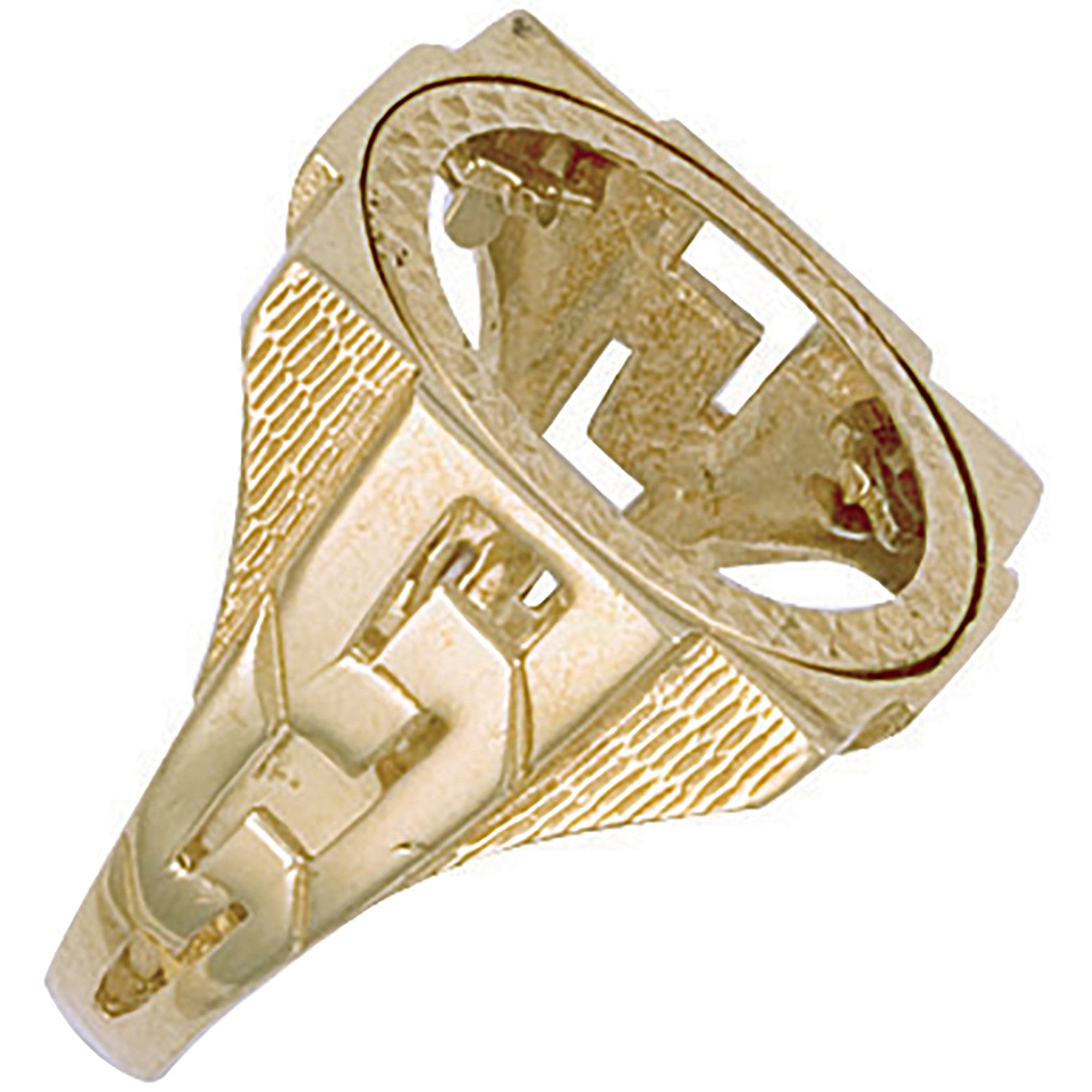 Yellow Gold (Full) Square Top ID Sides Sovereign Ring - 9ct Gold