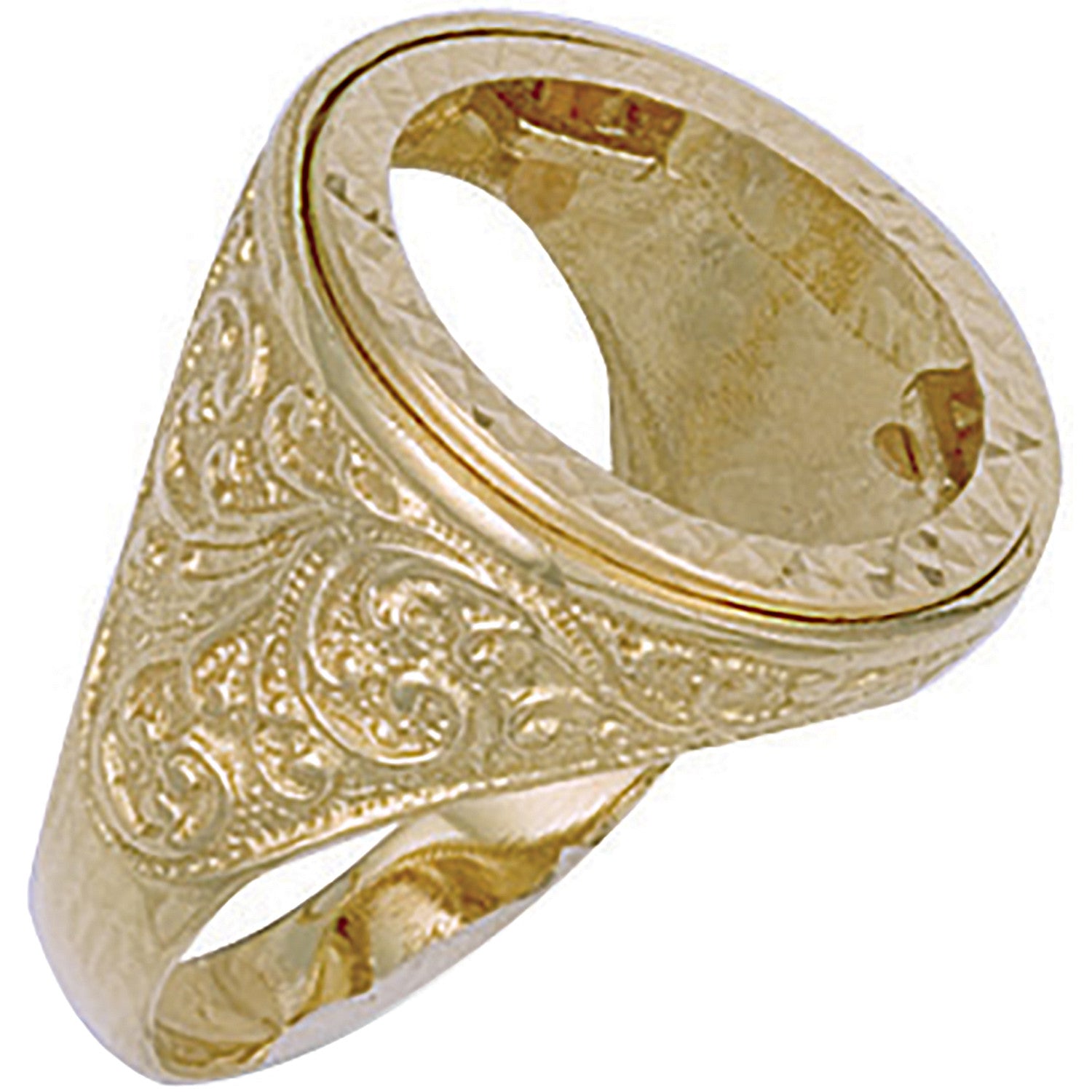 Yellow Gold (Full) Engraved Sides Sovereign Ring - 9ct Gold