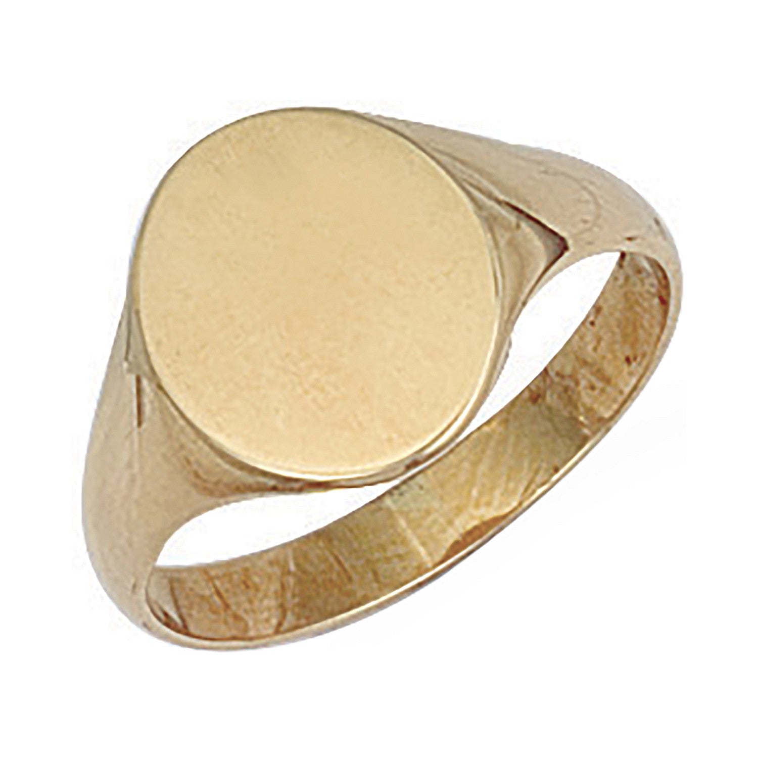 Yellow Gold Oval Plain Top Signet Ring - 9ct Gold