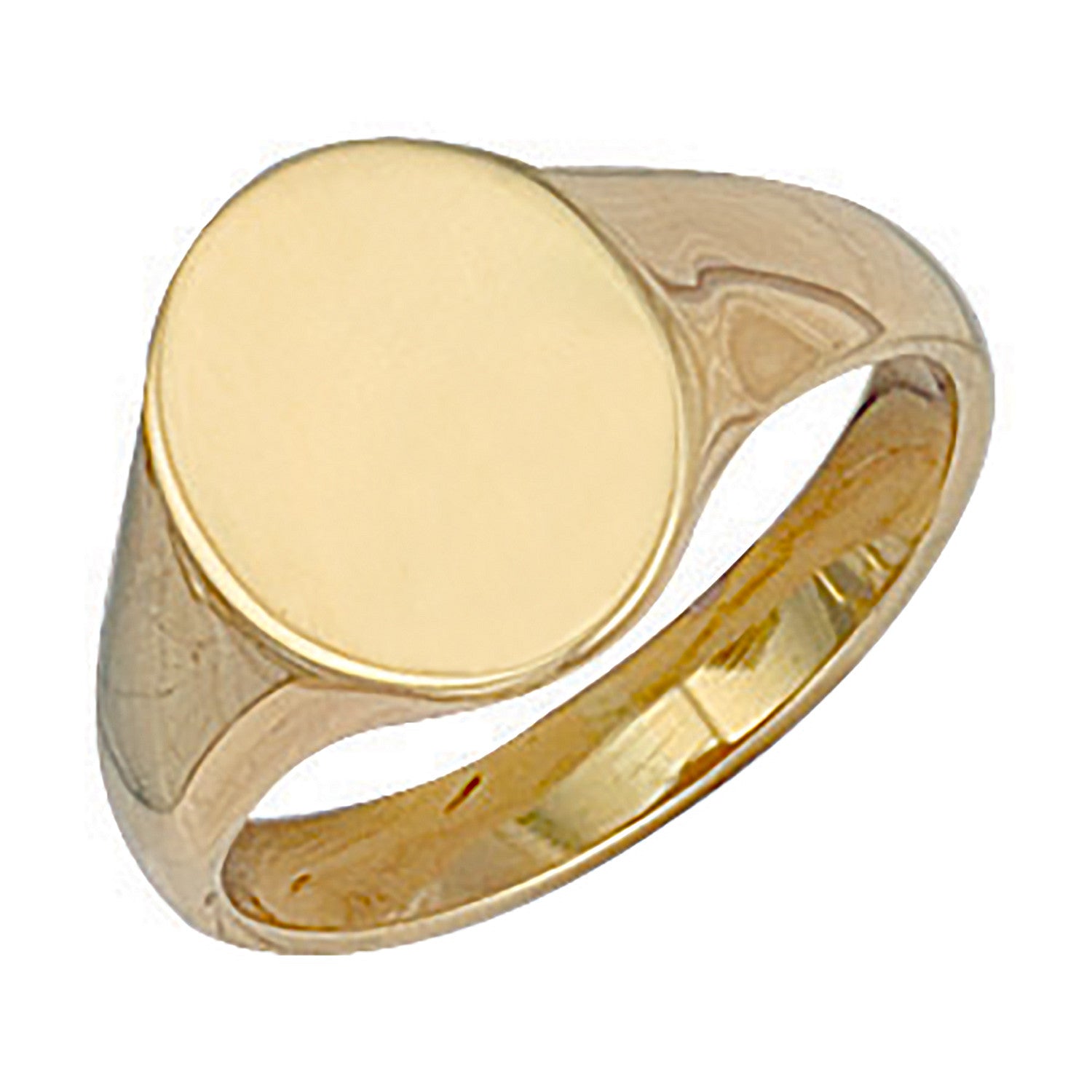 Yellow Gold Oval Plain Signet Ring - 9ct Gold
