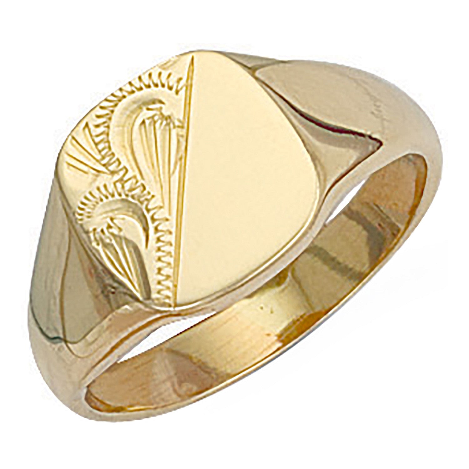 Yellow Gold Cushion Engraved Signet Ring - 9ct Gold