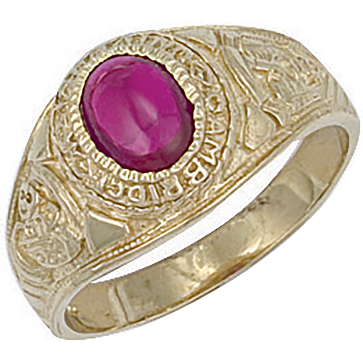 Yellow Gold Red Cabochon College Ring - 9ct Gold