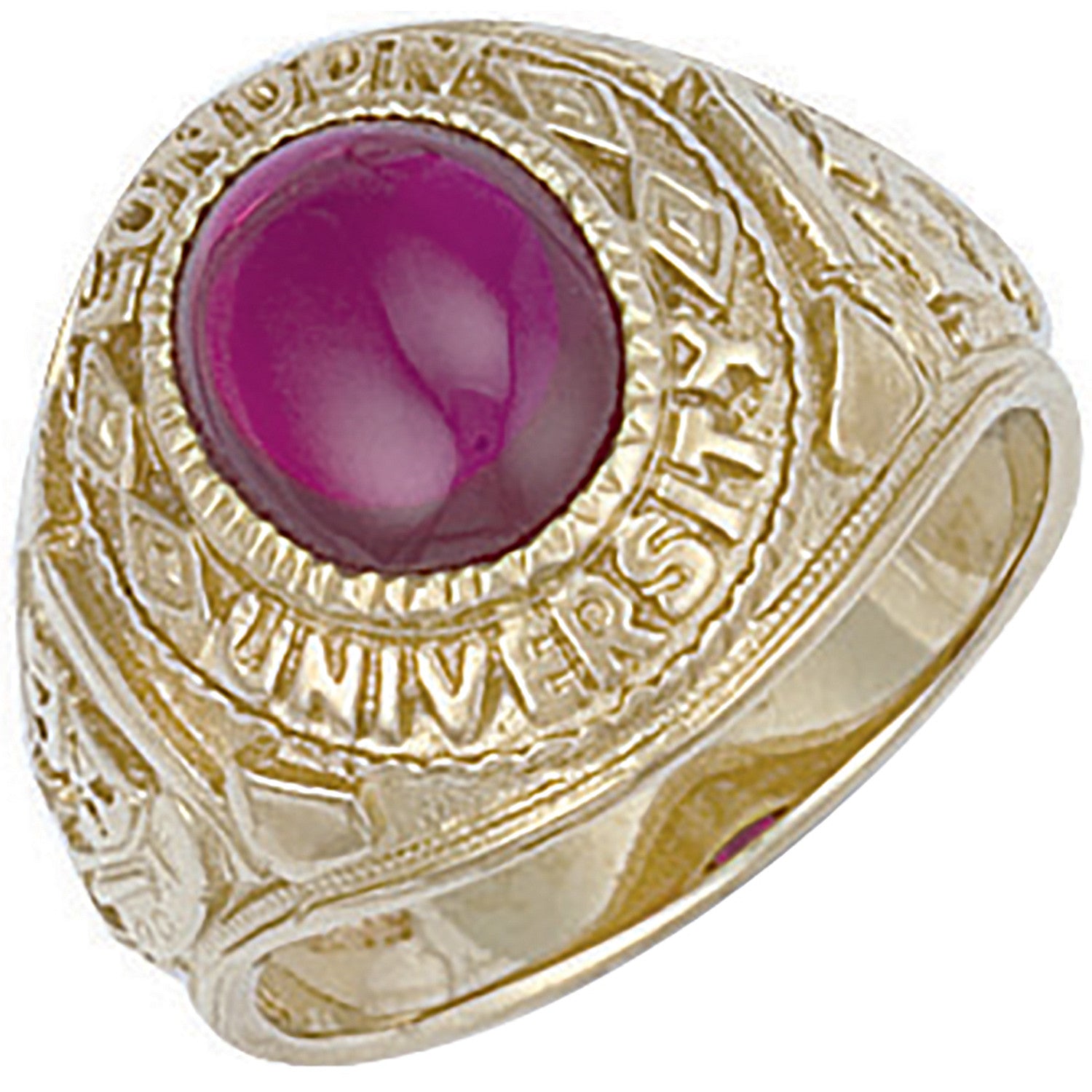Yellow Gold Red Cabochon London University Ring - 9ct Gold