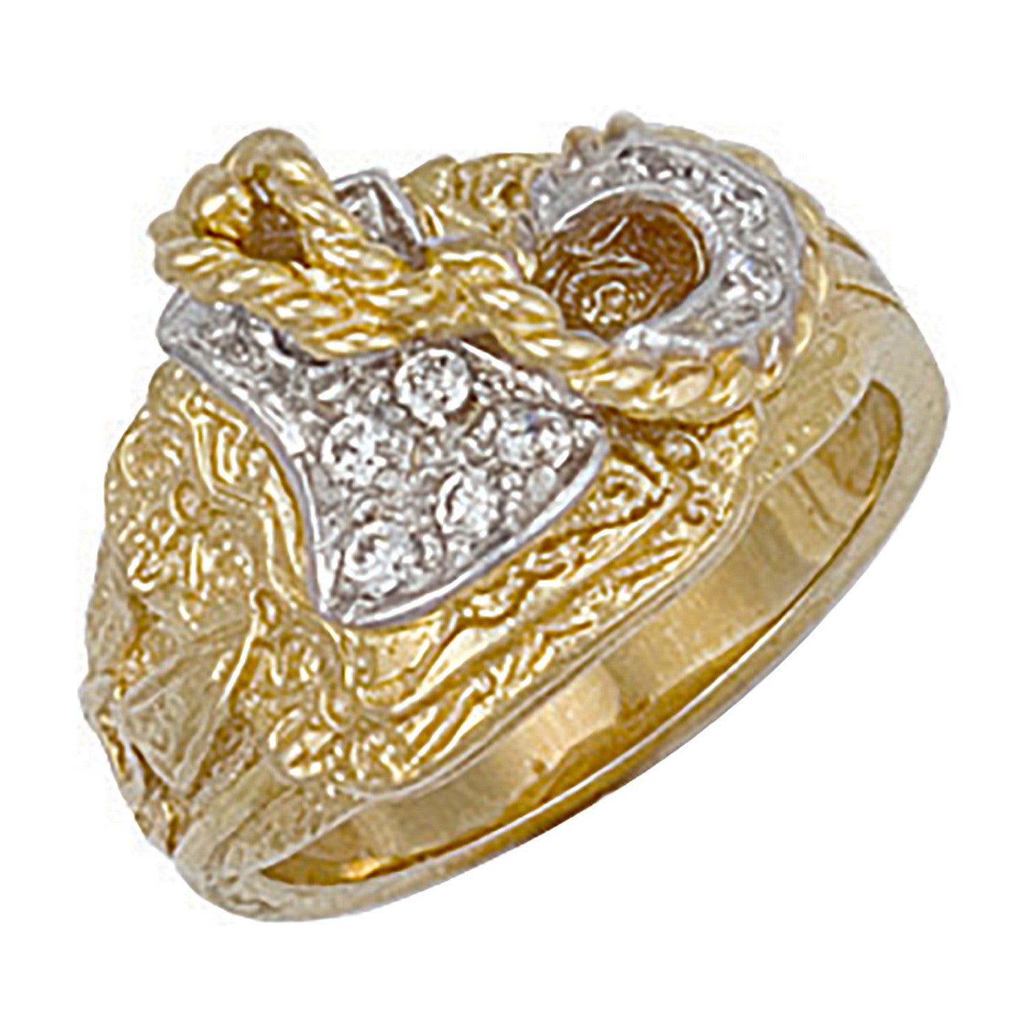 Yellow Gold Cubic Zirconia Saddle Ring - 9ct Gold