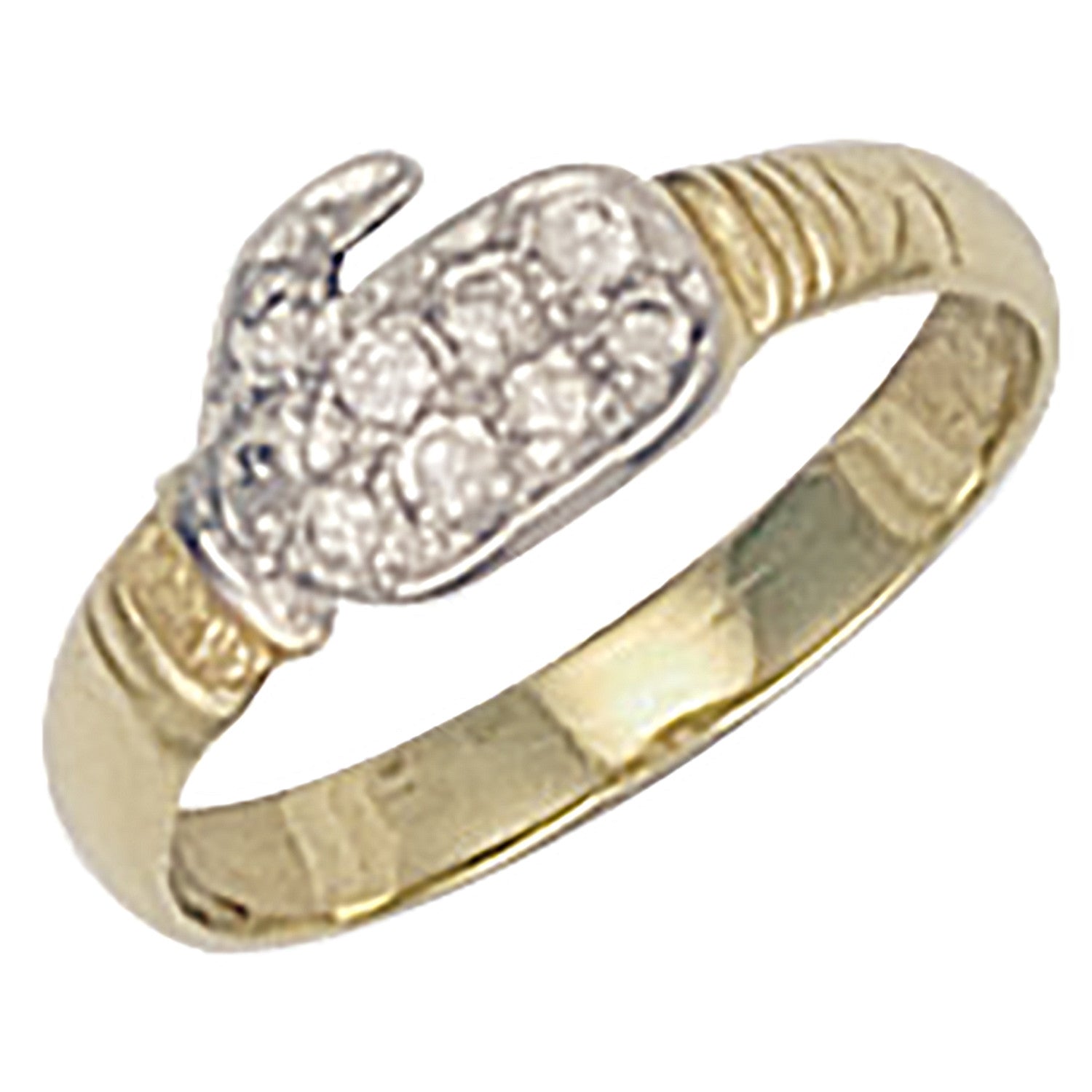 Yellow Gold Cubic Zirconia Baby Boxing Glove Ring - 9ct Gold