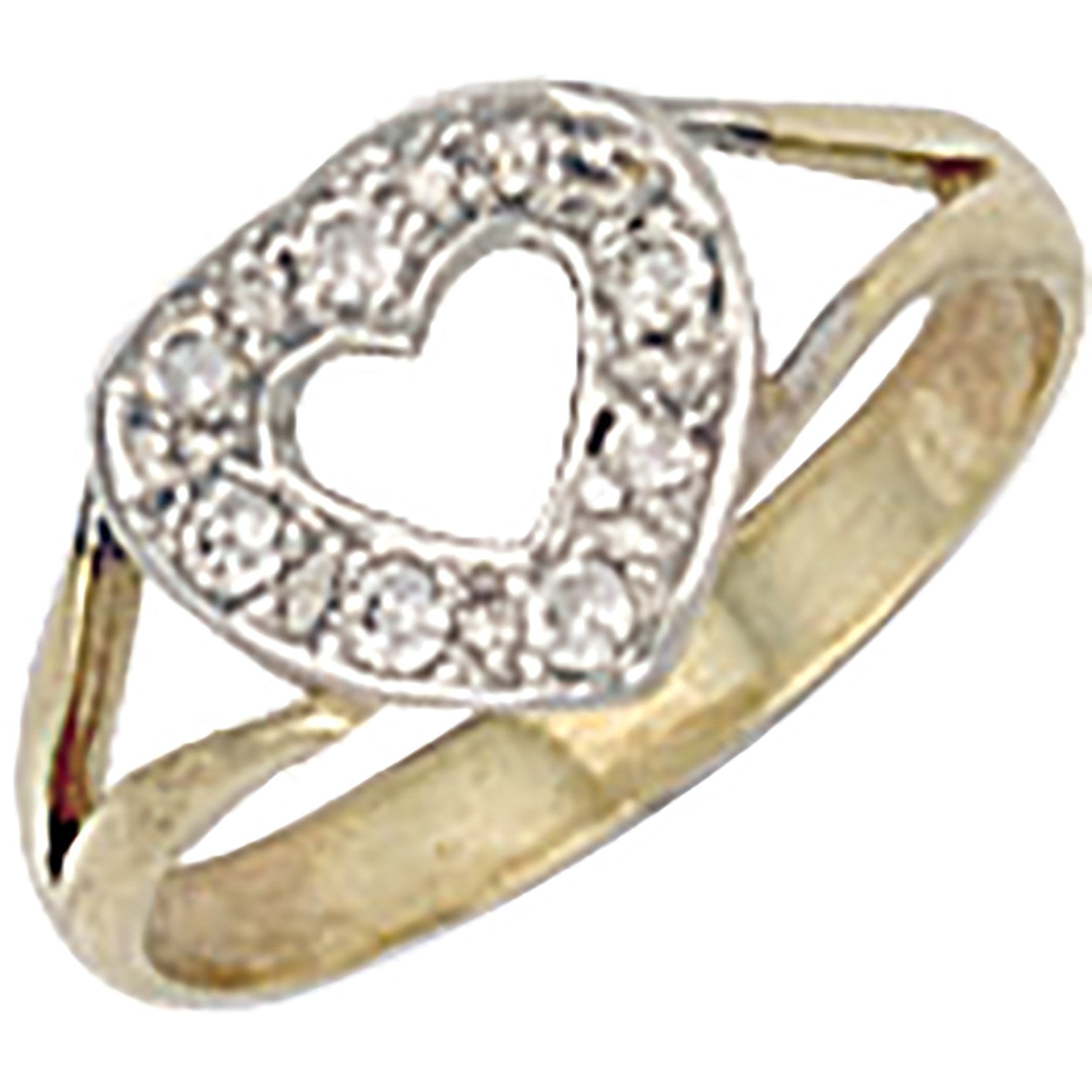 Yellow Gold Cubic Zirconia Heart Baby Ring - 9ct Gold