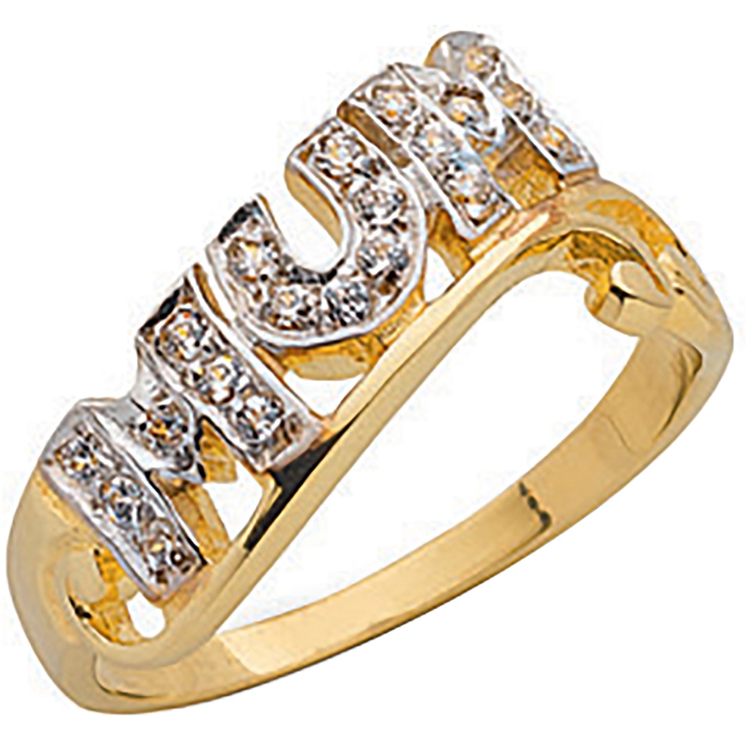 Yellow Gold Cubic Zirconia Fancy Mum Ring - 9ct Gold