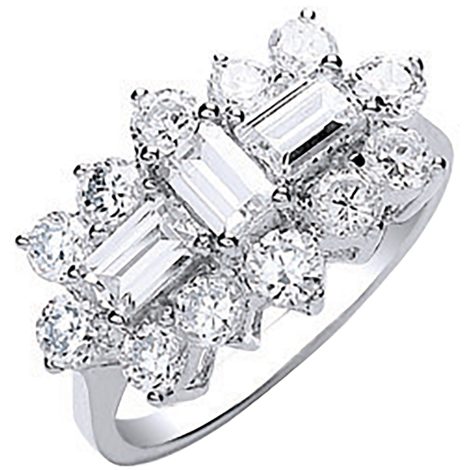 White Gold Cubic Zirconia Boat Ring - 9ct Gold