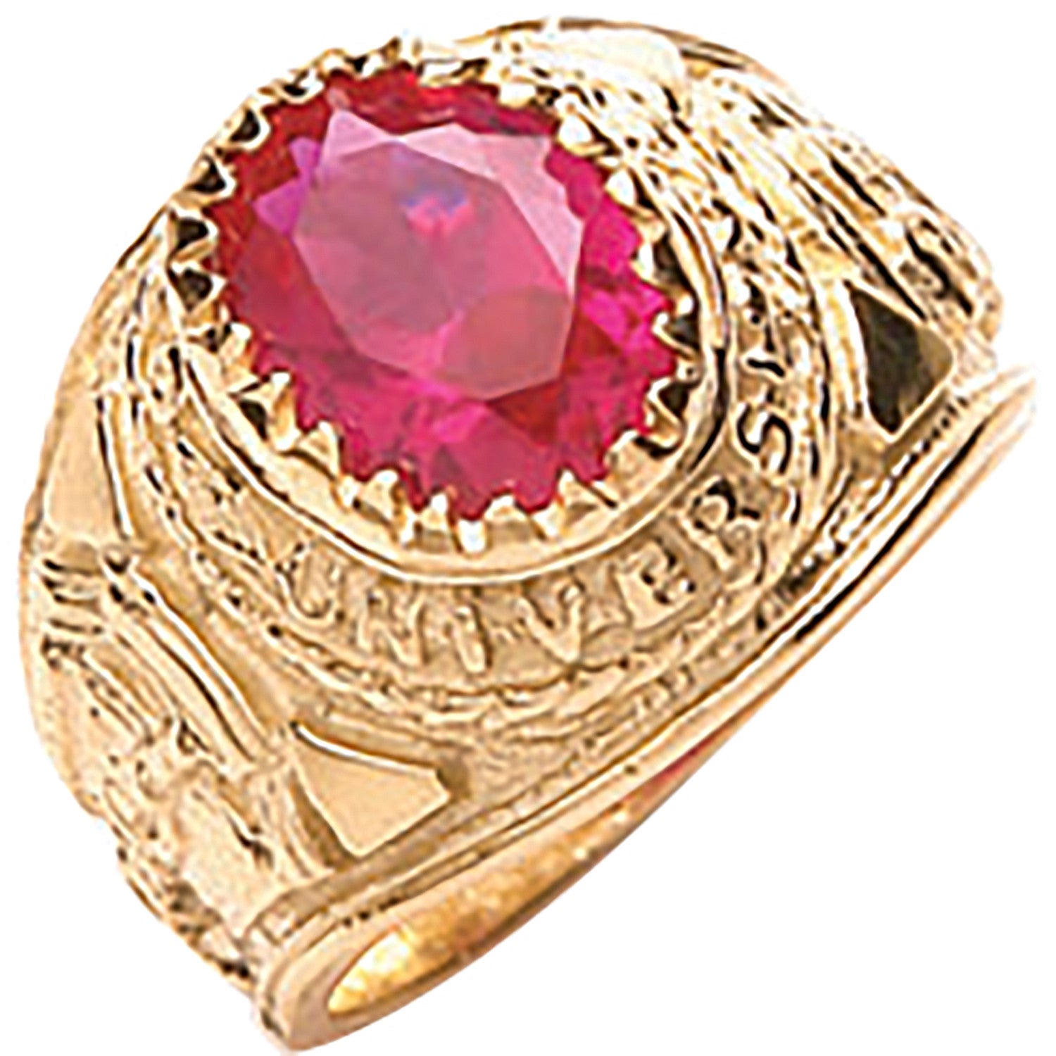 Yellow Gold Red Cubic Zirconia Baby Collage Ring - 9ct Gold