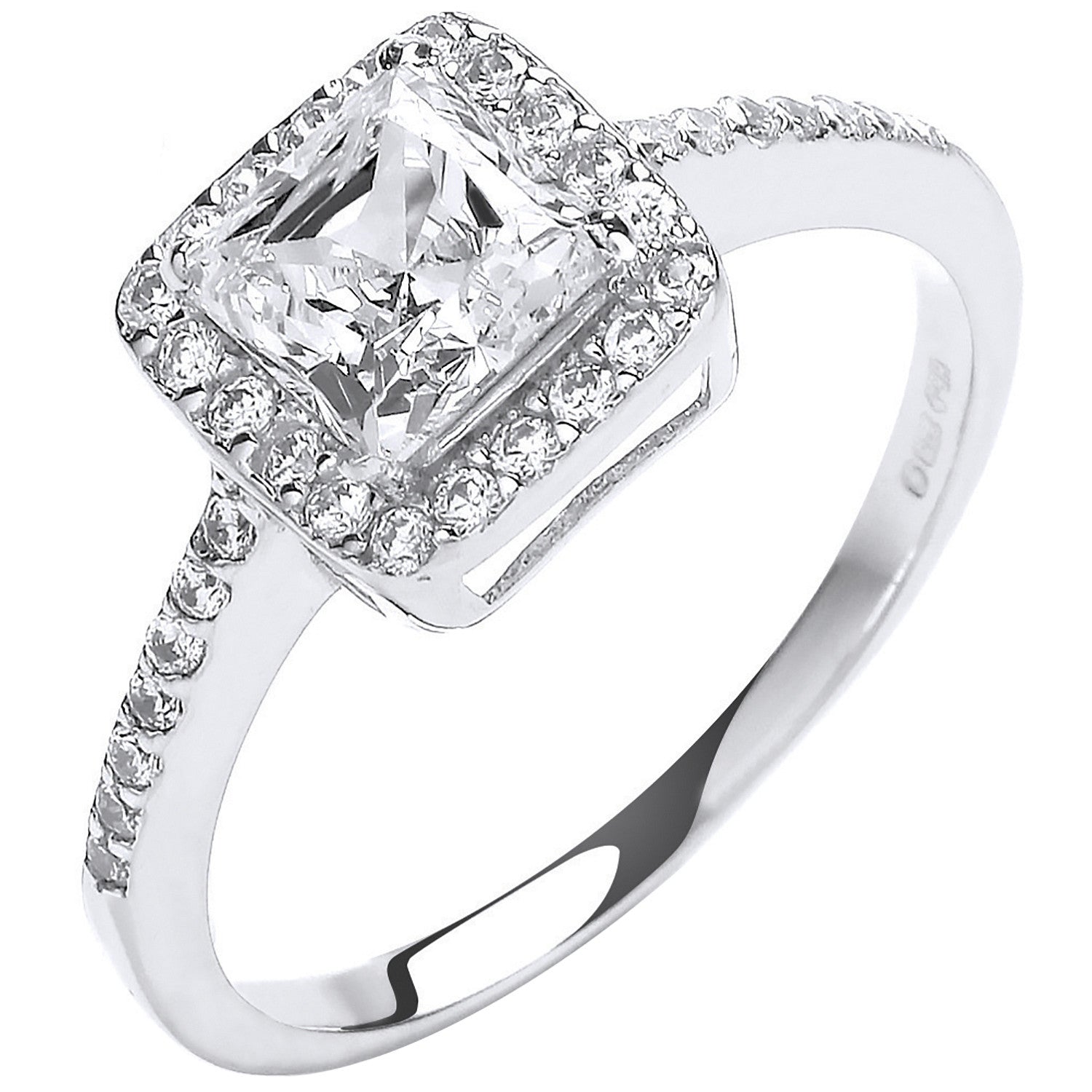 White Gold Ladies Princes Centre Cubic Zirconia Ring - 9ct Gold