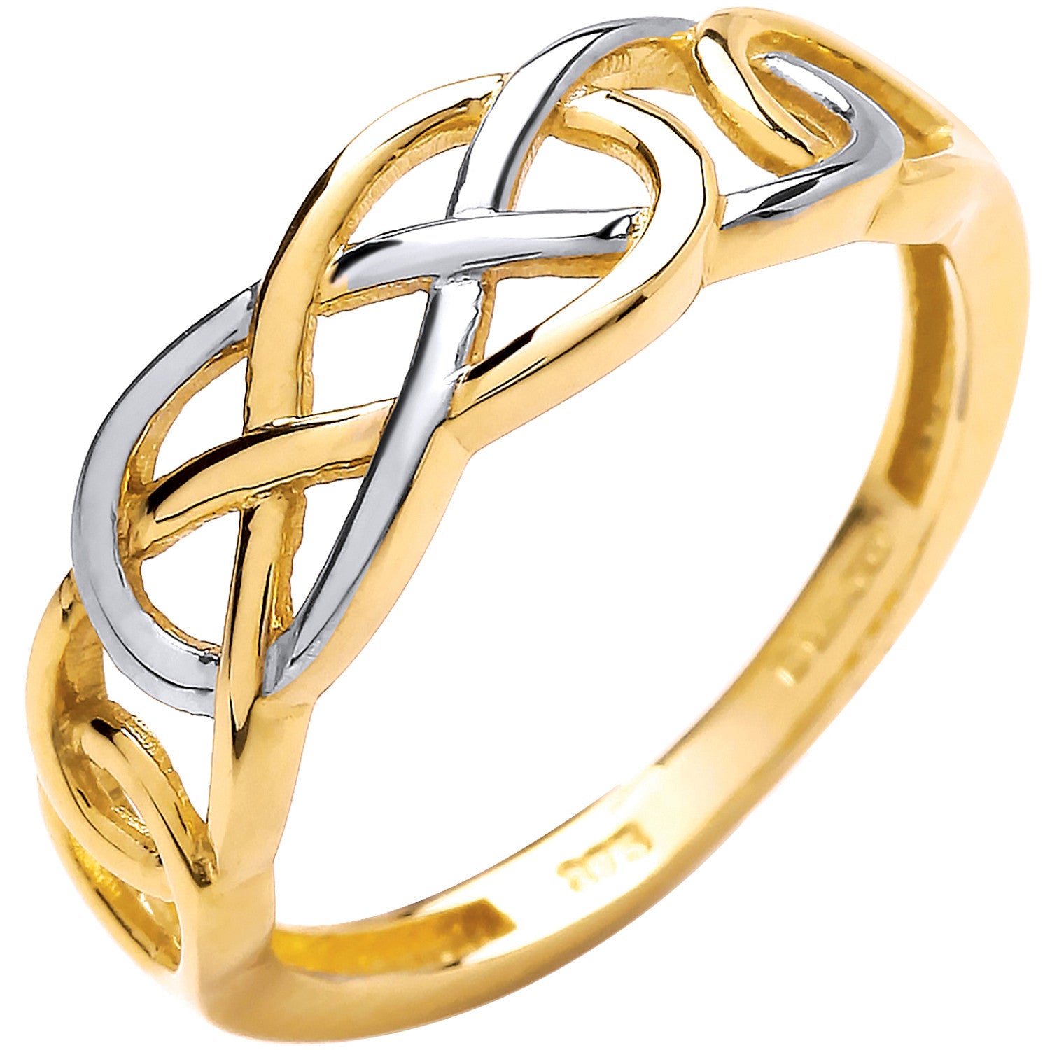 2 Colour Yellow/White Celtic Ring - 9ct Gold