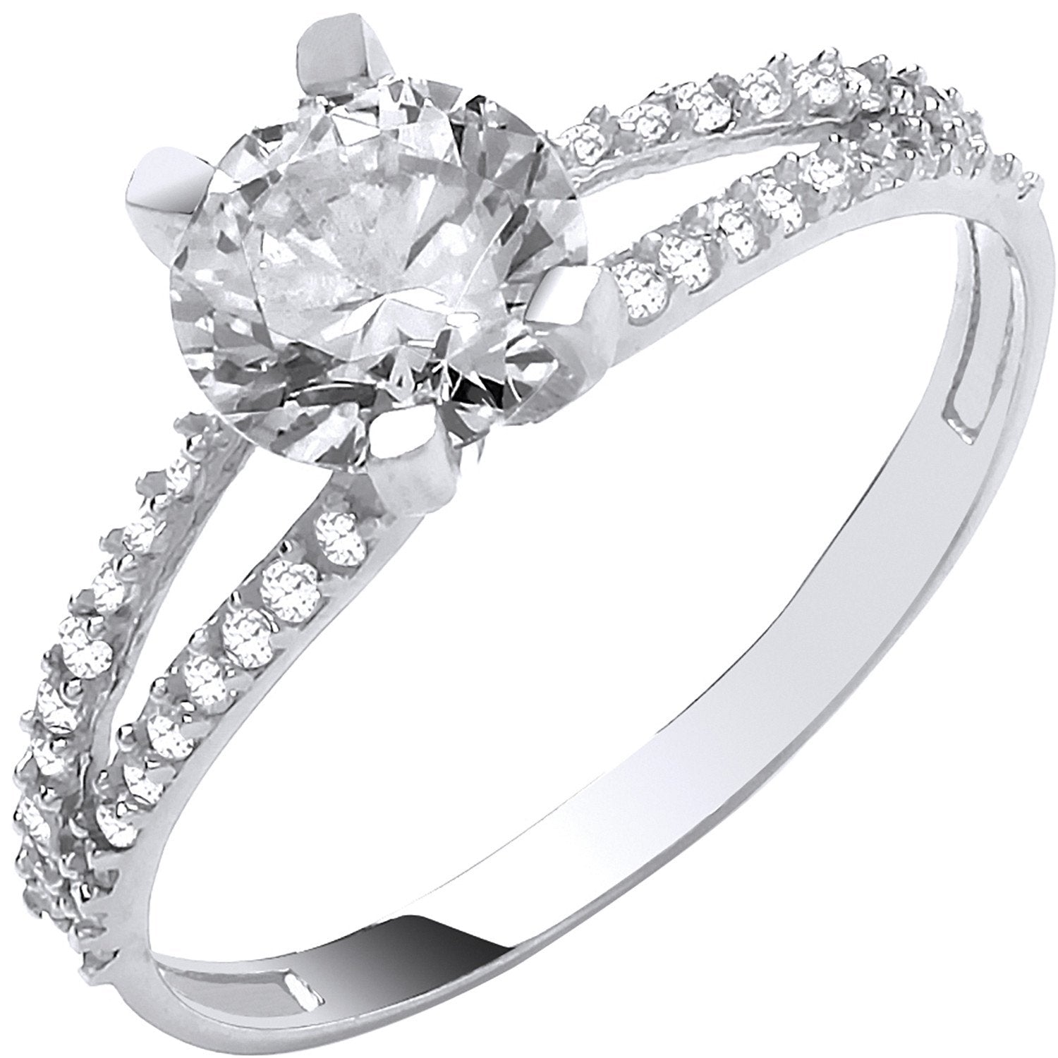 W/G Split Shank Cz Engagement Ring
