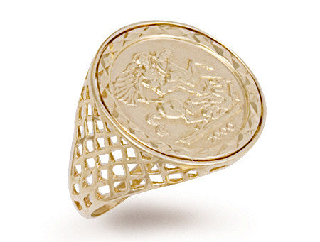 Yellow Gold (Half) Coin Ring - 9ct Gold