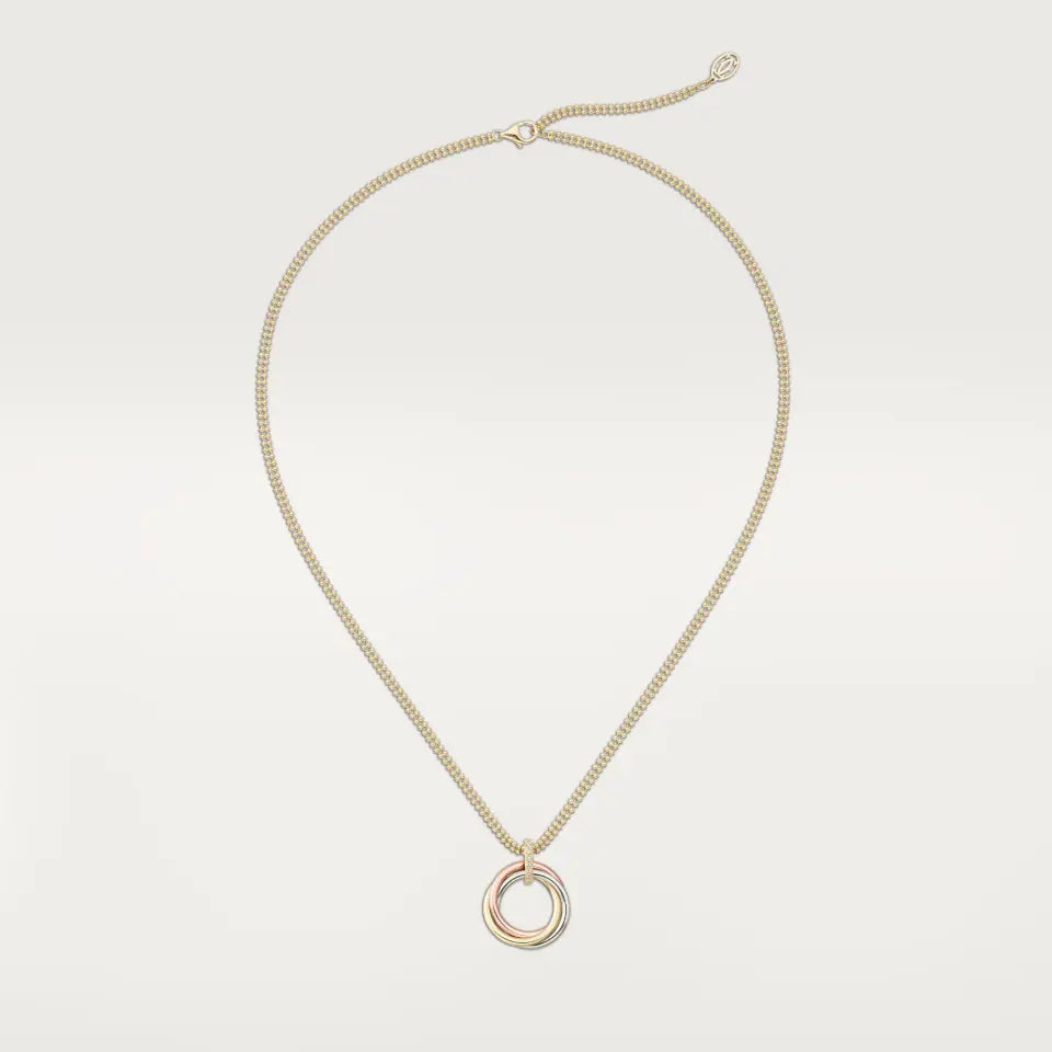 Cartier Trinity Pendant Medium Model Diamonds 18K White, Yellow & Rose Gold