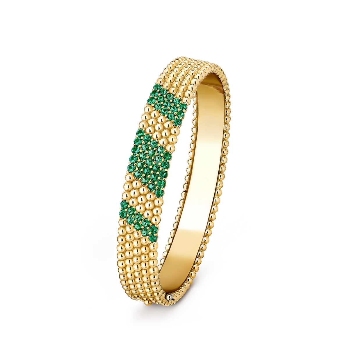 Van Cleef & Arpels Perlée Couleurs 5 Rows Emerald Medium Bracelet 18K Yellow Gold