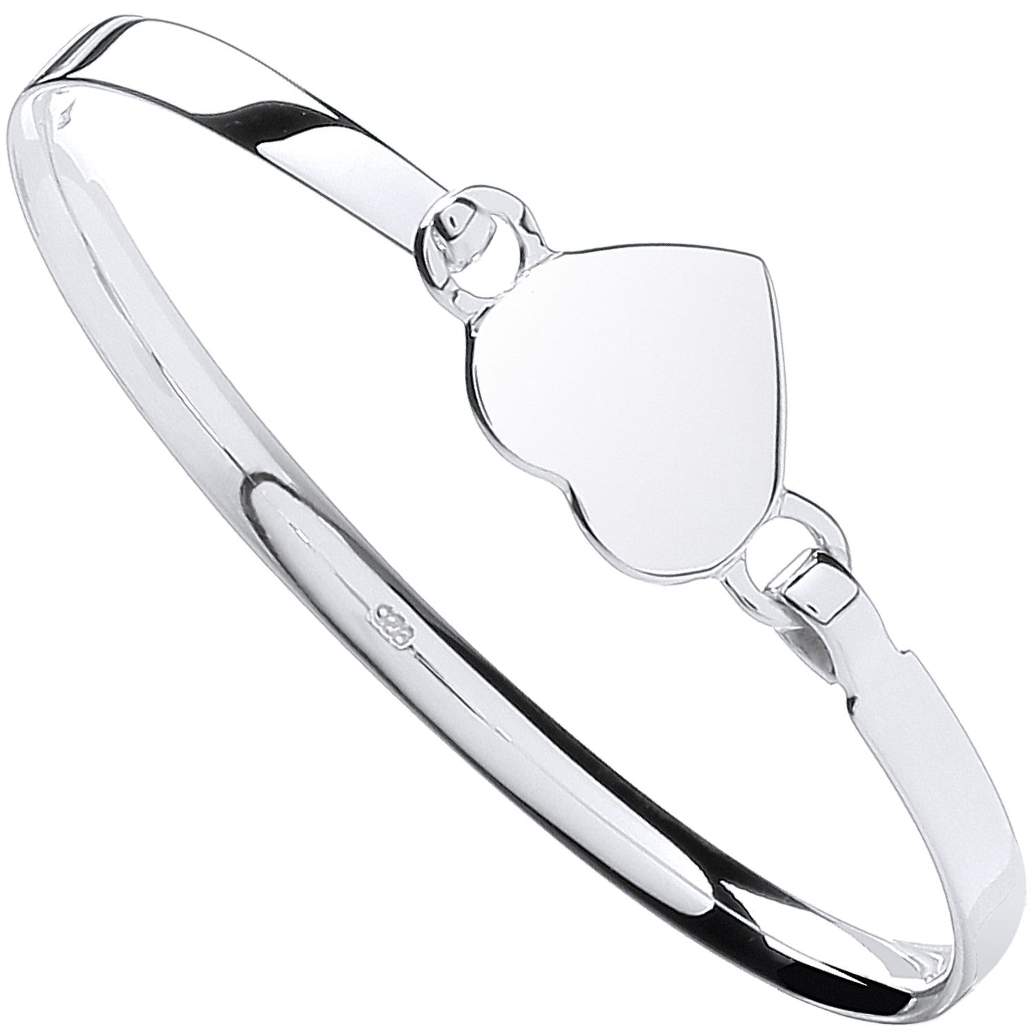 Silver Maiden Heart Bangle - Silver