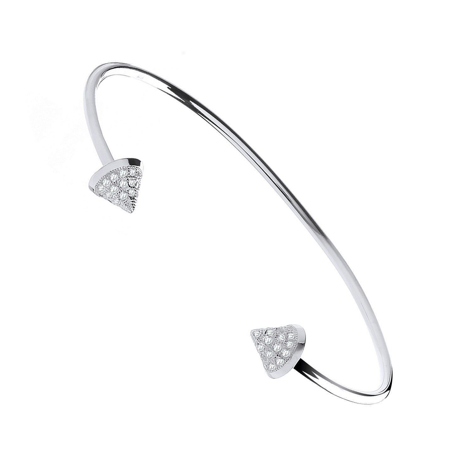 Silver Pyramid Cubic Zirconia Cones Bangle - Silver