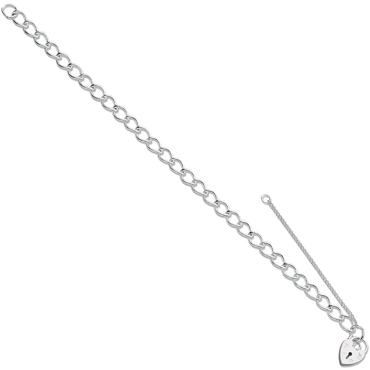 Silver Open Curb & Padlock Charm Bracelet - Silver