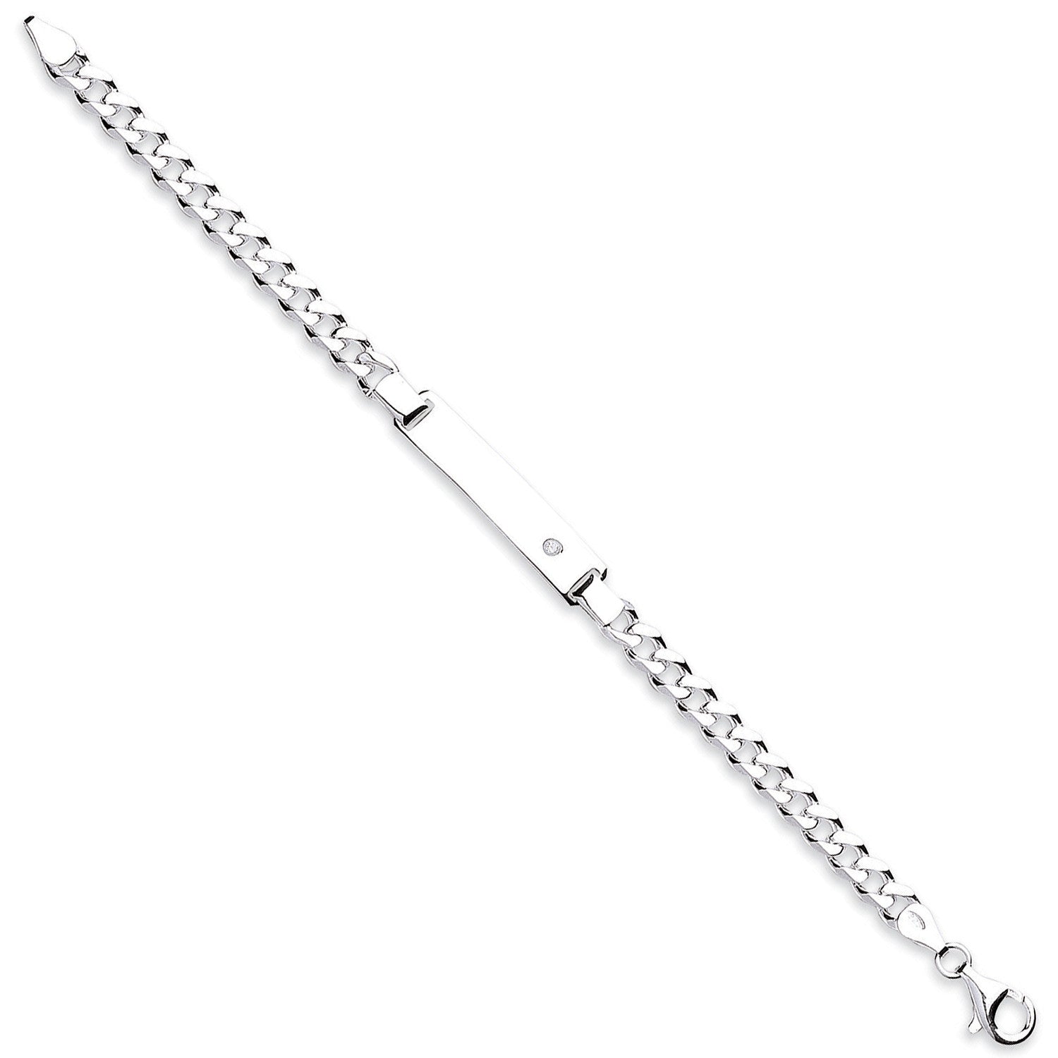 Silver Cubic Zirconia ID Ladies 7" Bracelet - Silver
