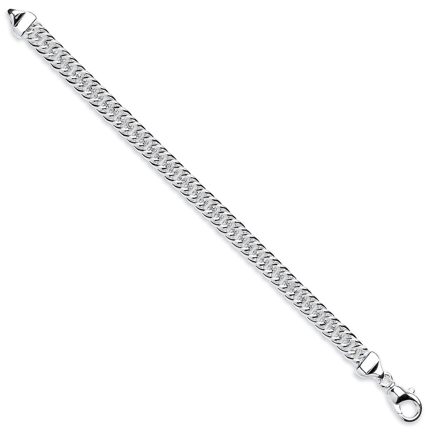 Silver 7.5mm Double Tight Link Curb Bracelet - Silver