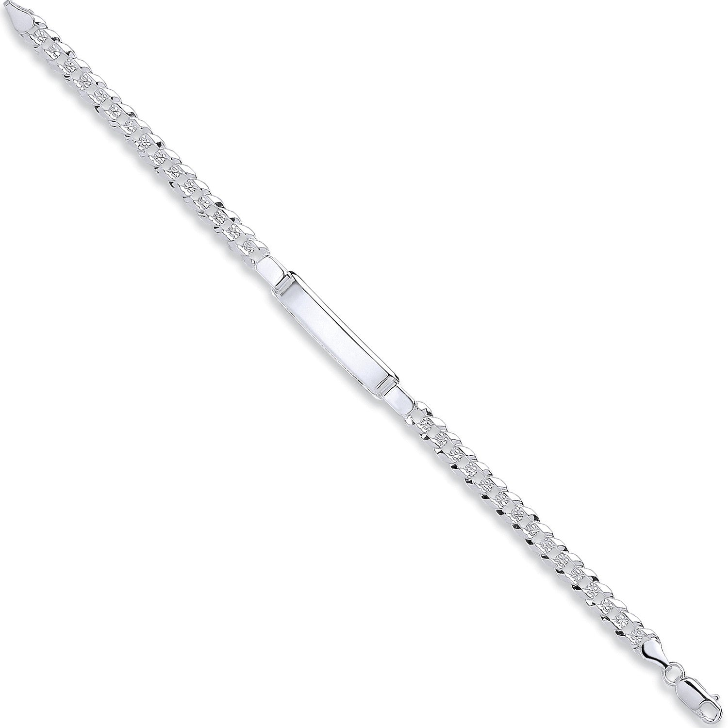 Silver Curb Pave I.D Bracelet - Silver