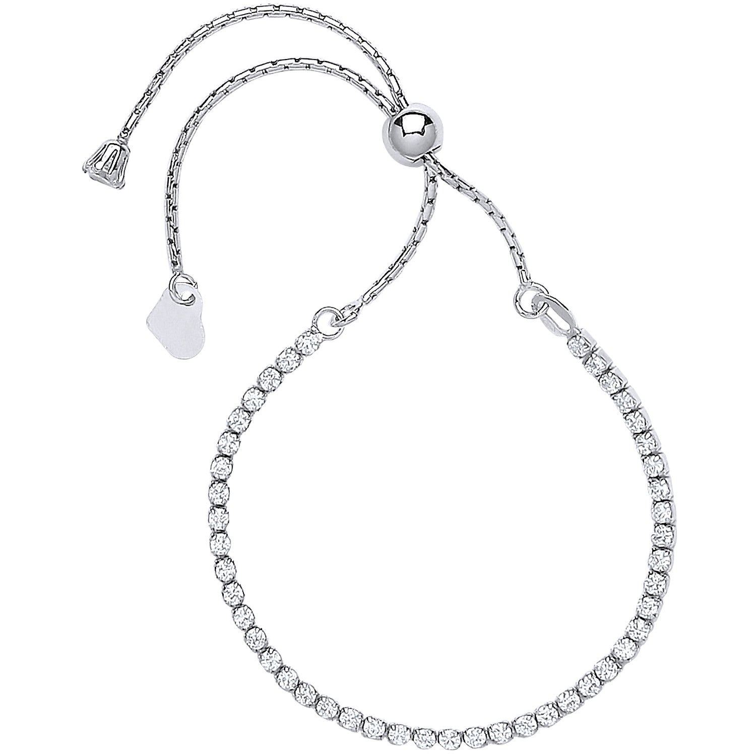 Silver Cubic Zirconia Friendship Bracelet - Silver