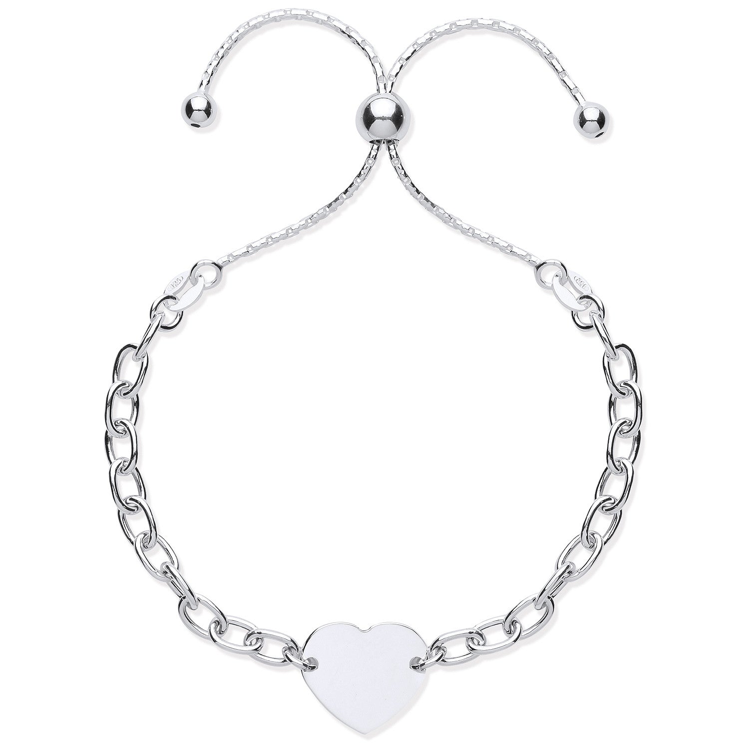 Silver Heart Friendship Bracelet - Silver