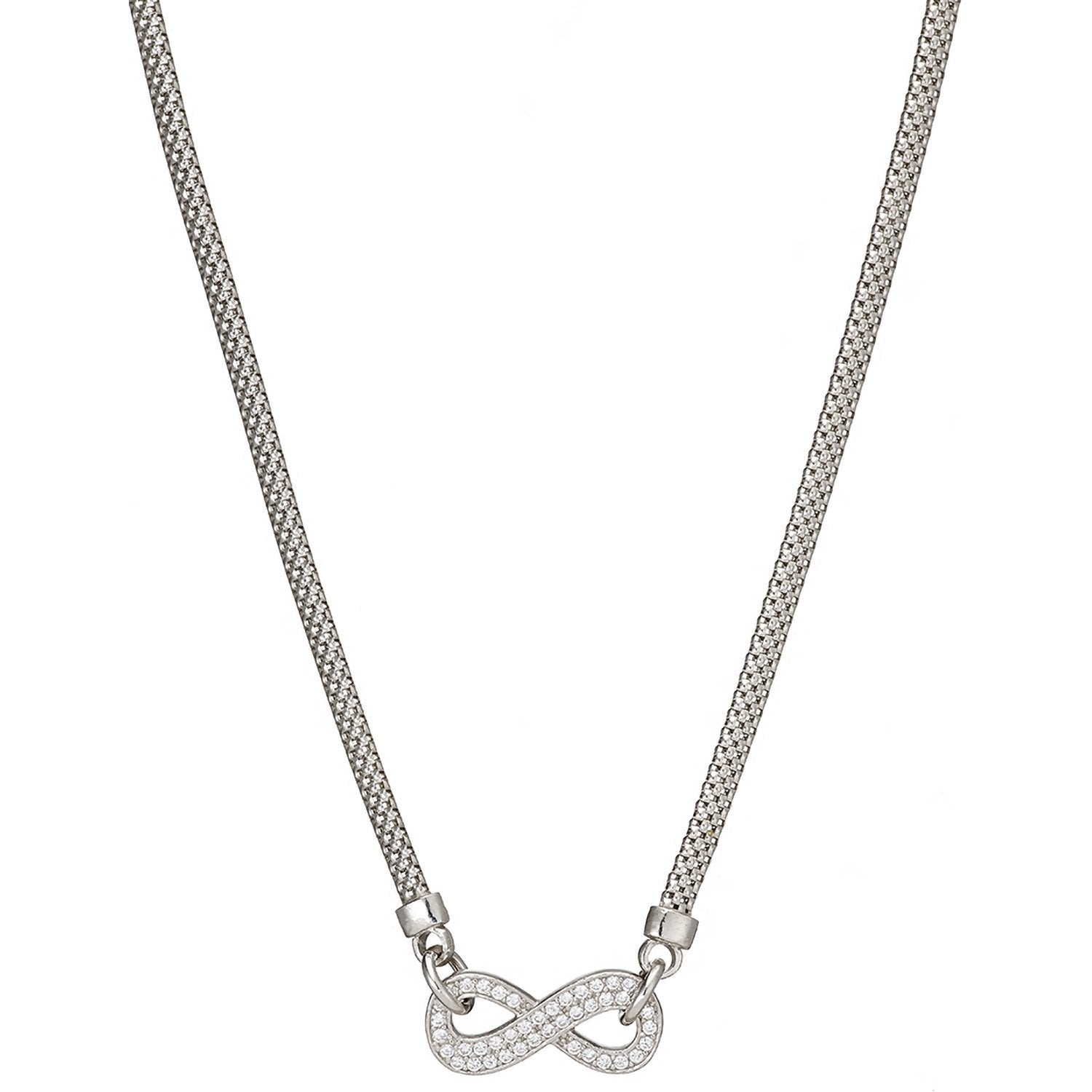 Silver Infinity Cz Pendant Chain 17"/Bracelet 7"