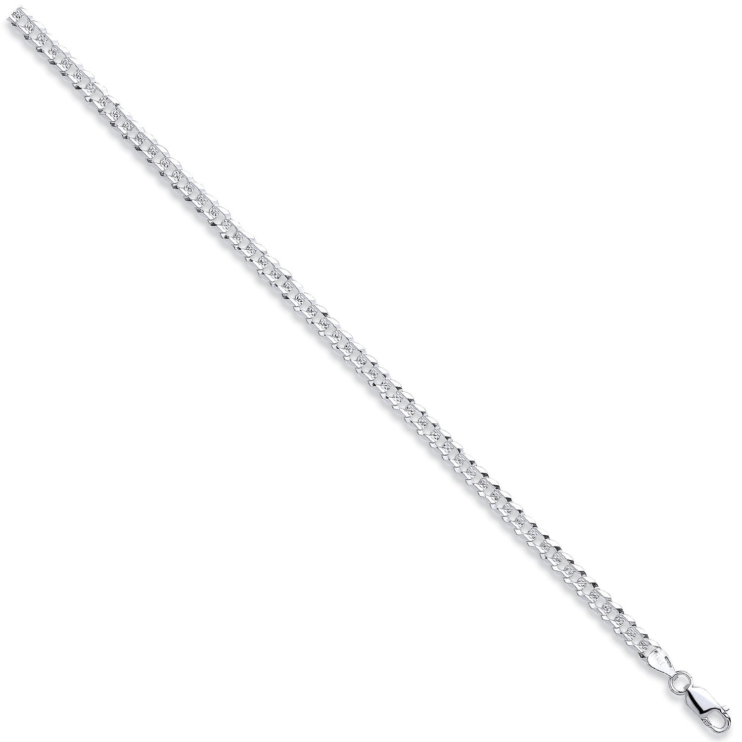 Silver 5mm Flat Pave Curb Chain - Silver