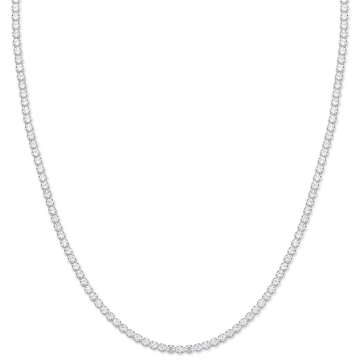 Silver 2.4mm 17" Tennis Cubic Zirconia Chain - Silver