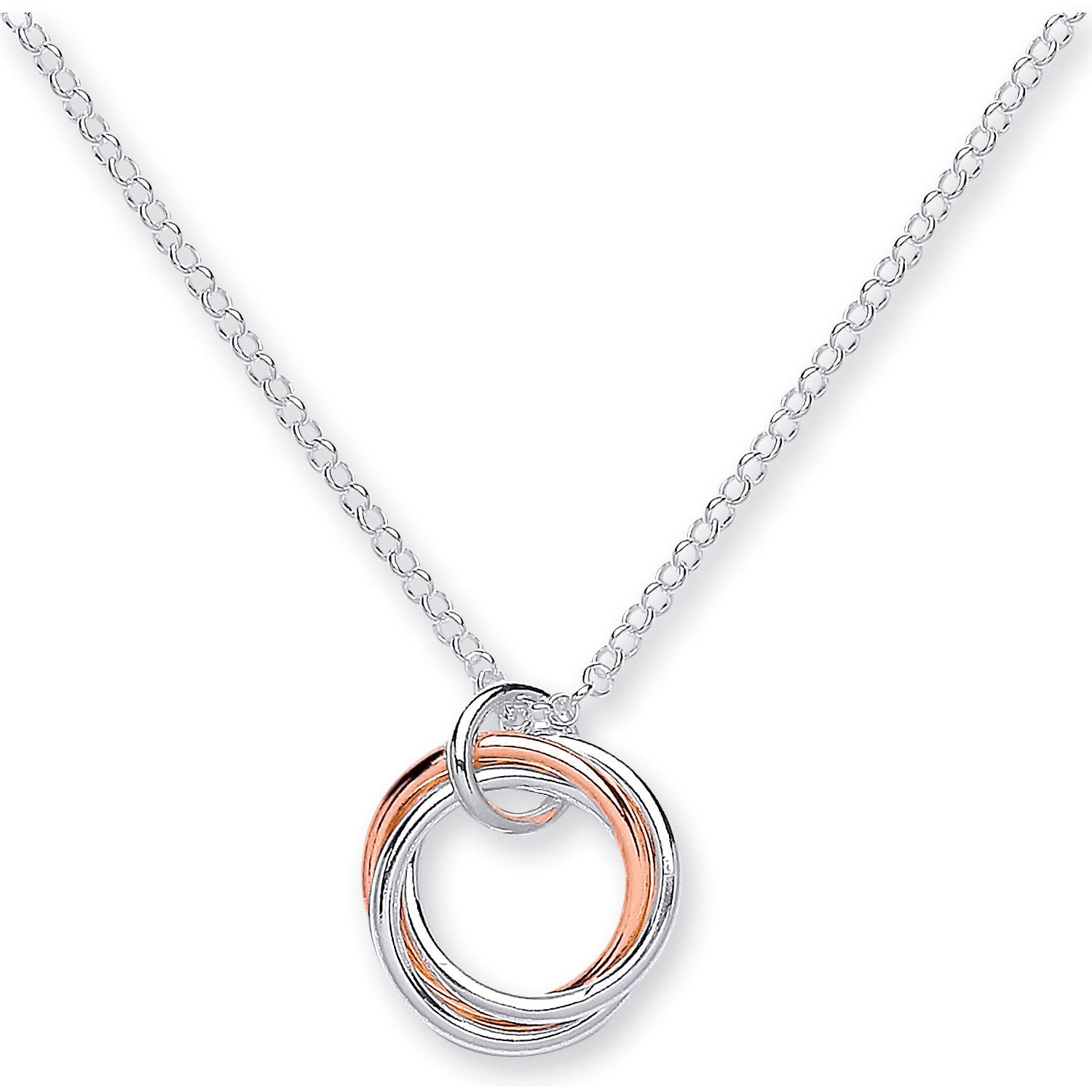 Silver 17" Two Colour Circle Chain - Silver