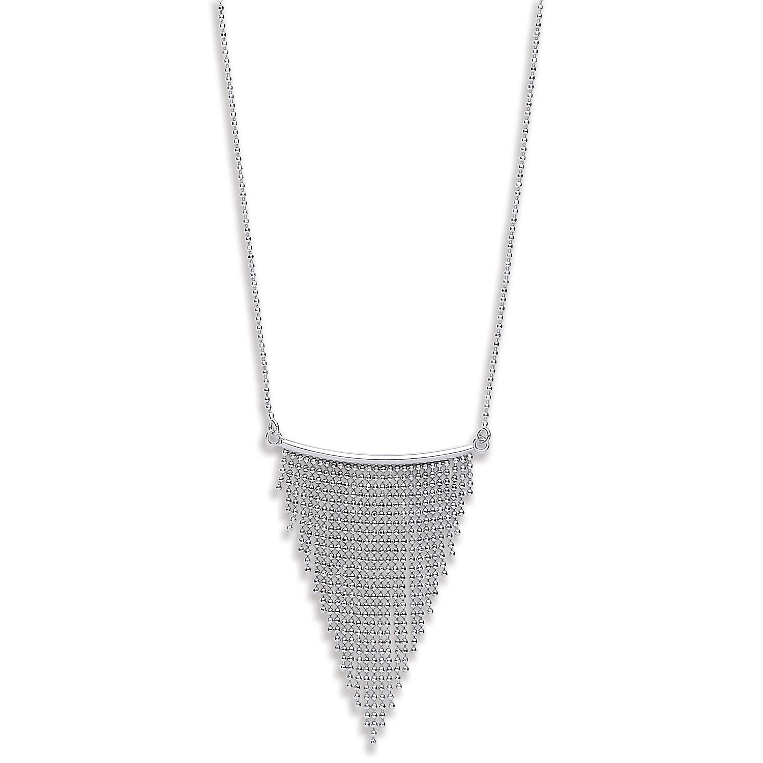 Silver Curtain Graduated Tassel Neckalce - Silver