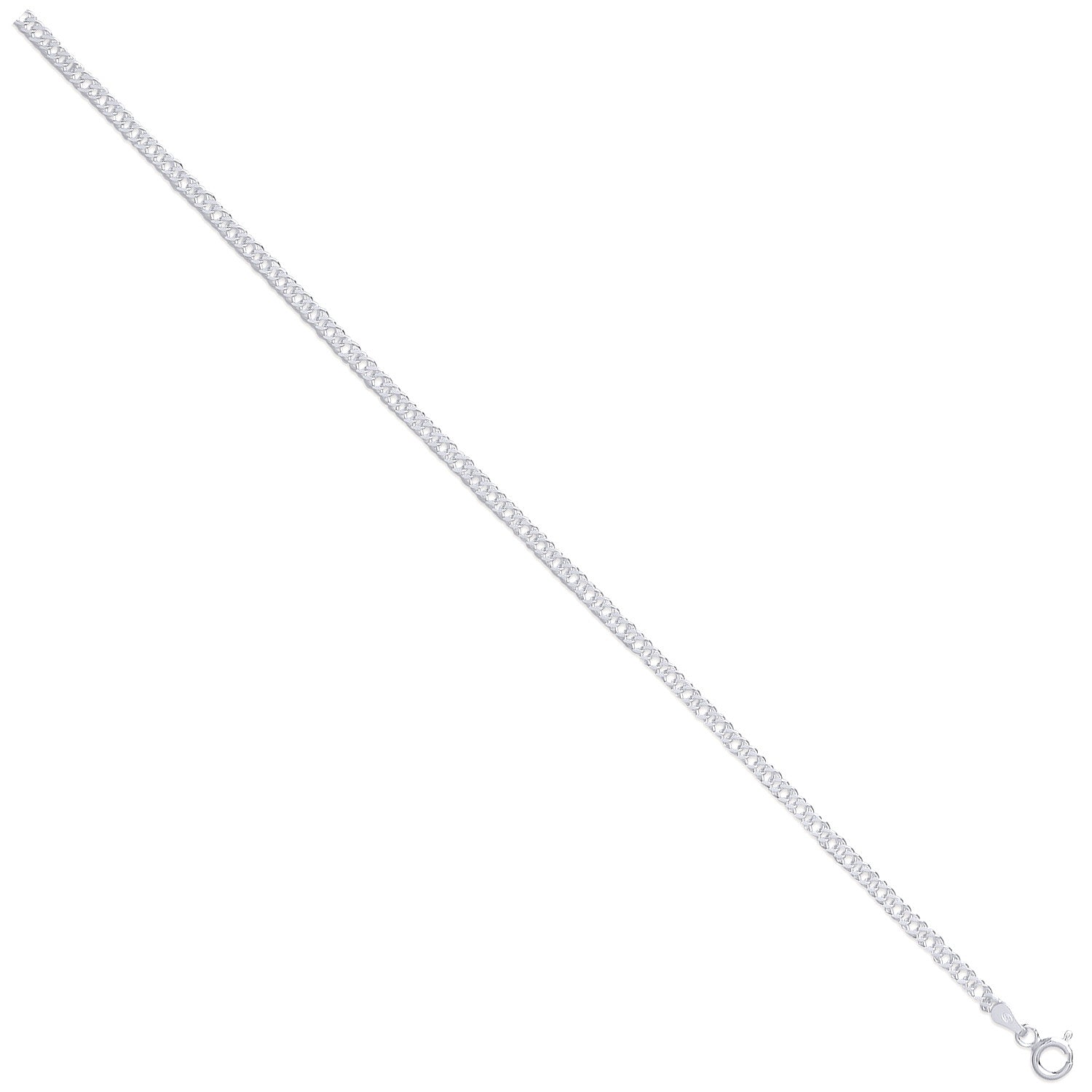Silver 3mm Double Link Curb - Silver