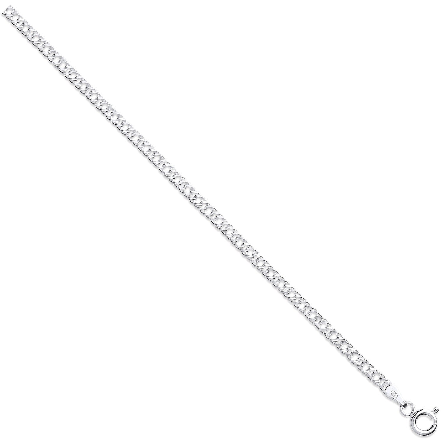 Silver 4mm Double Link Curb - Silver