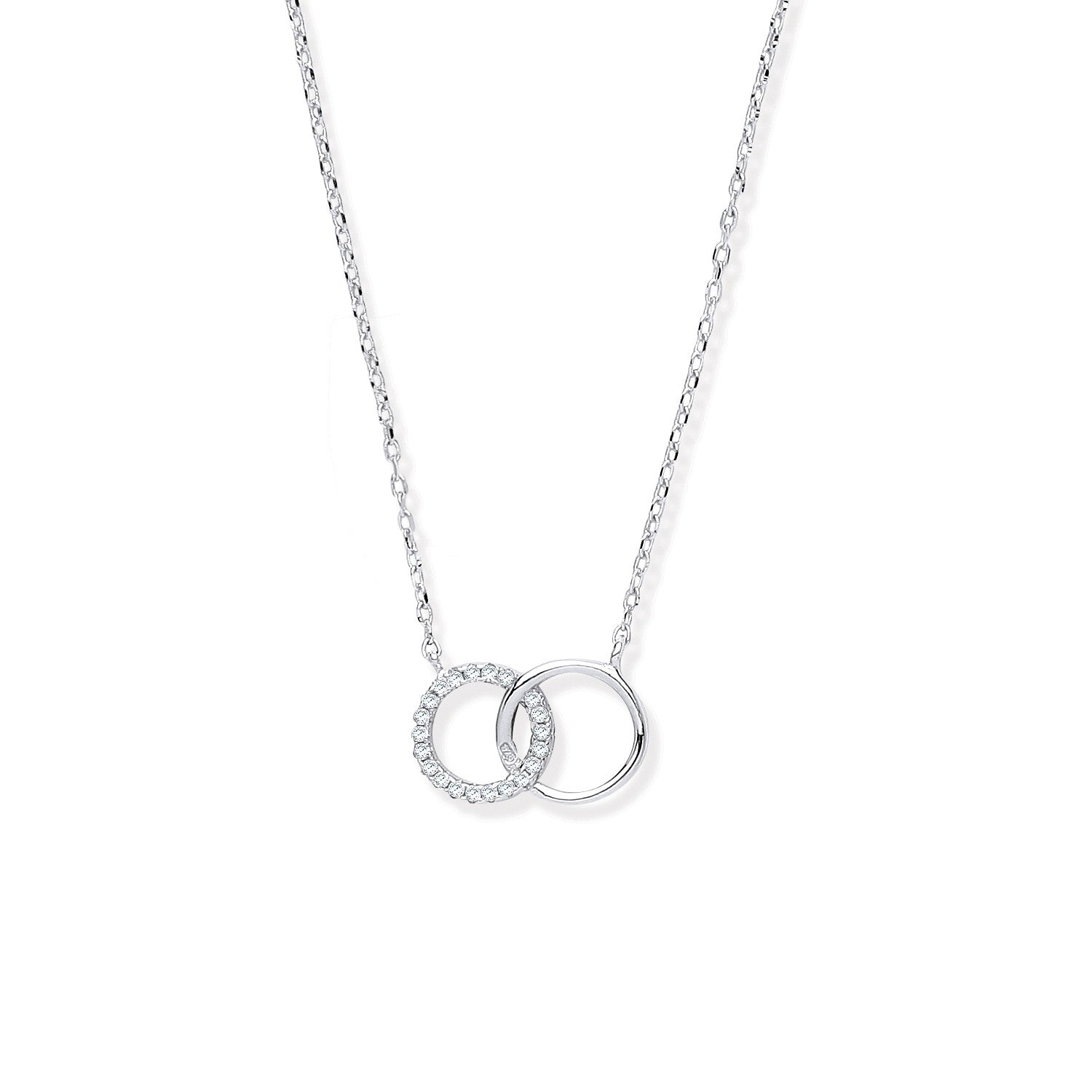 Silver Interlocking Circles Cubic Zirconia Necklace/Bracelet - Silver