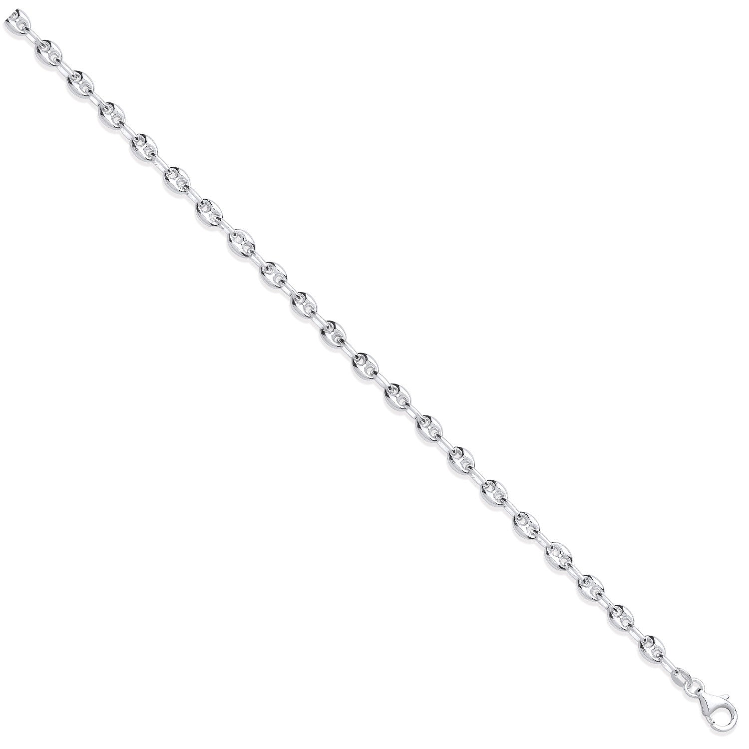 Silver 5mm Coffee Beans Link Chain - Silver