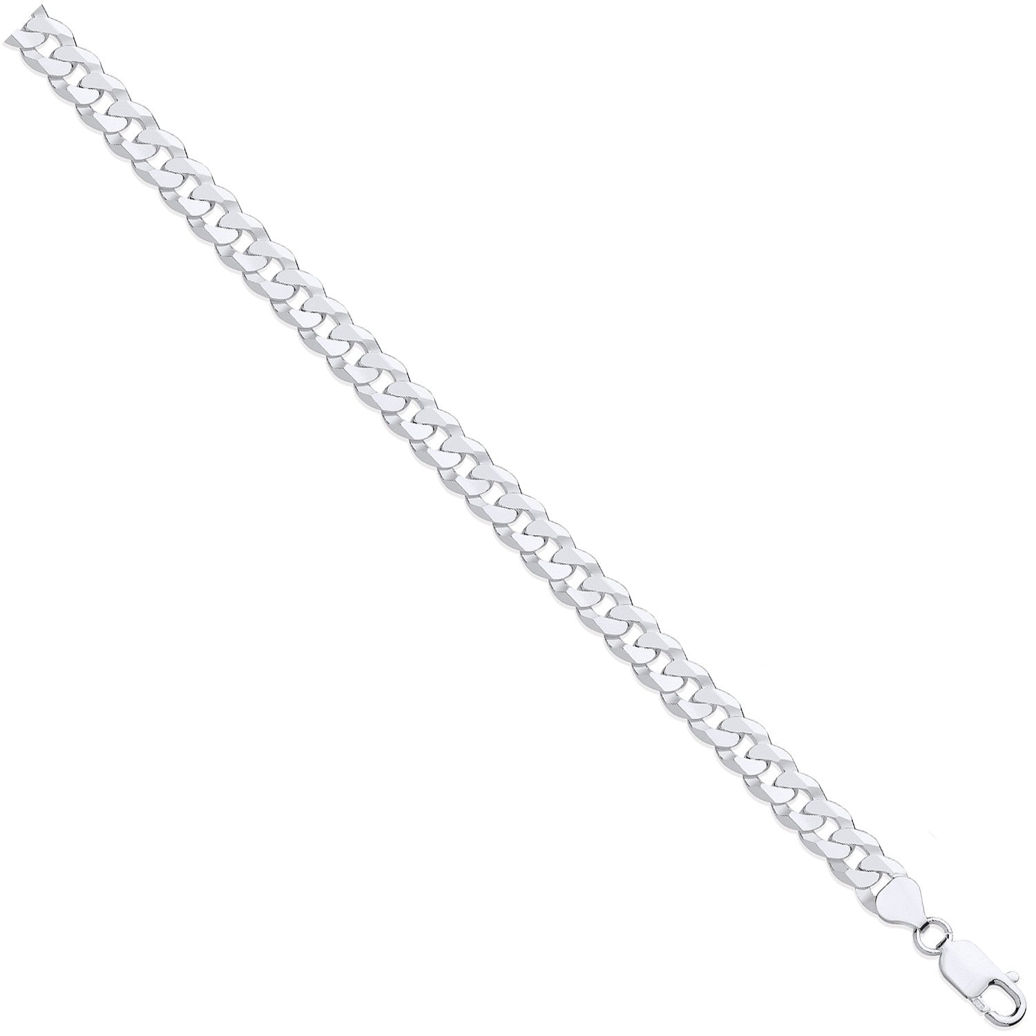 Silver 8.5mm Economy Flat Curb Chain - Silver
