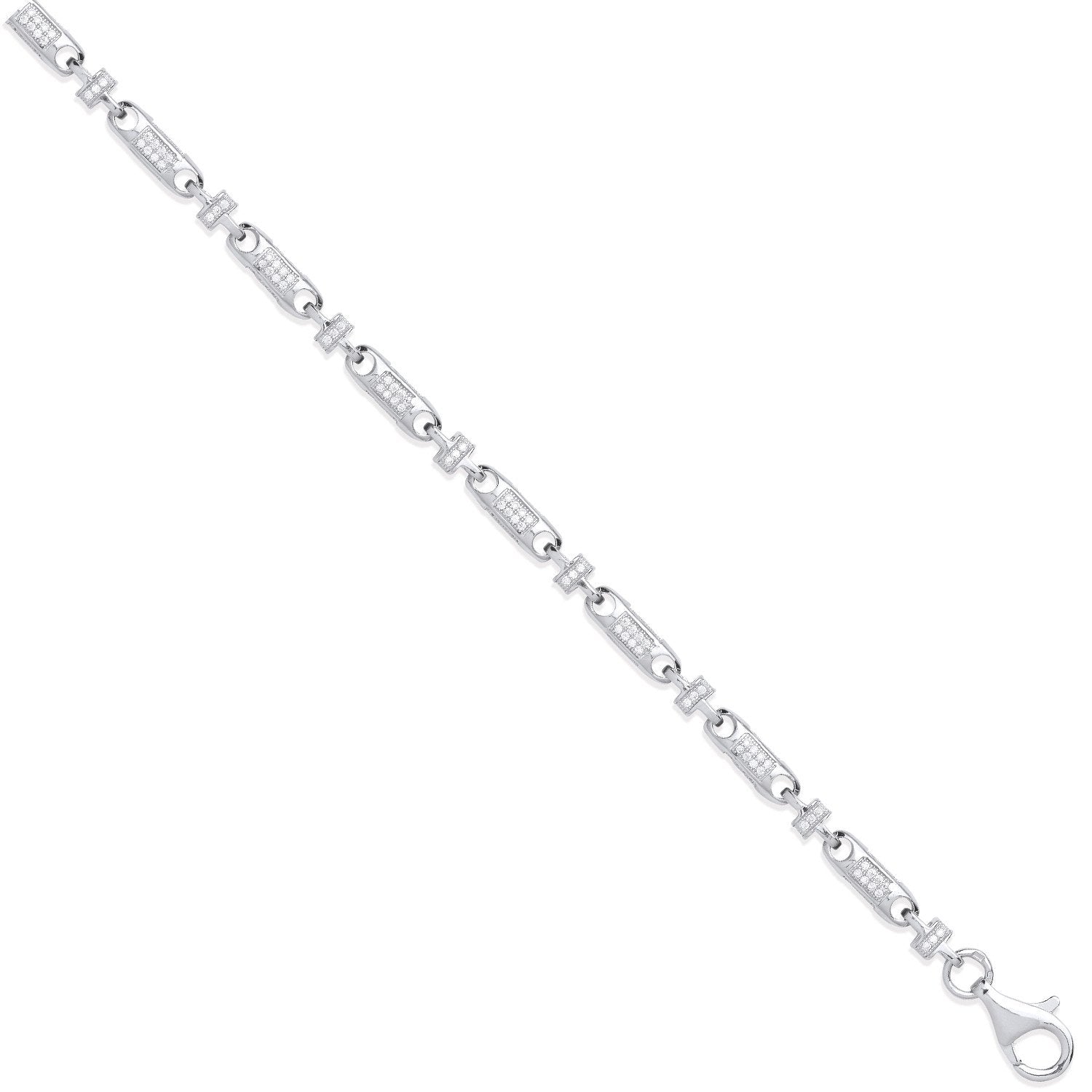 Silver 5.3mm Fancy Links CZ Chain/Bracelet