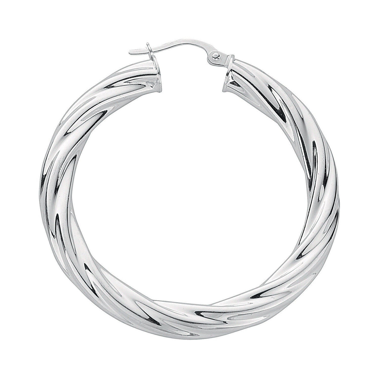 Silver Twisted Hoop Earrings - Silver