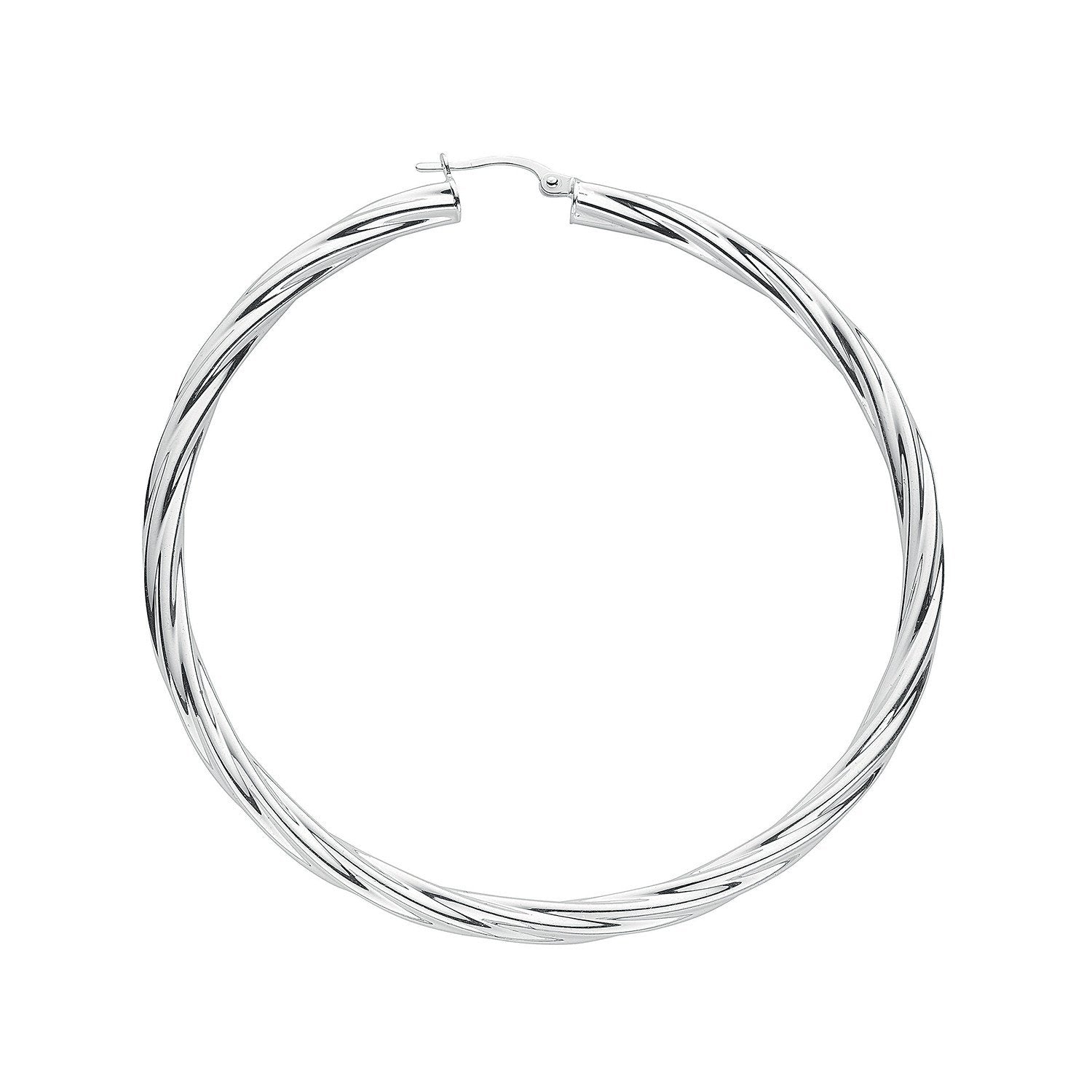 Silver Twisted Hoop Earrings