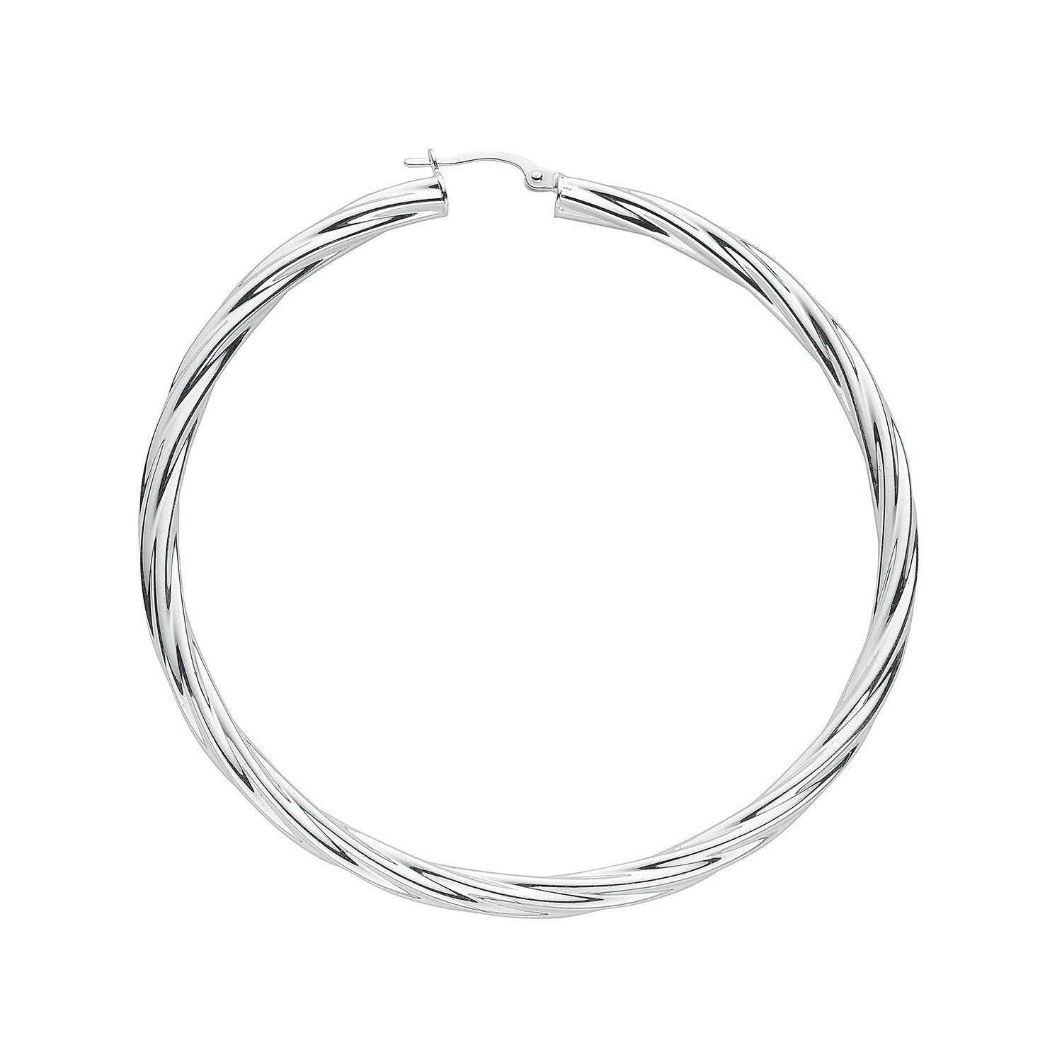 Silver Twisted Hoop Earrings - Silver
