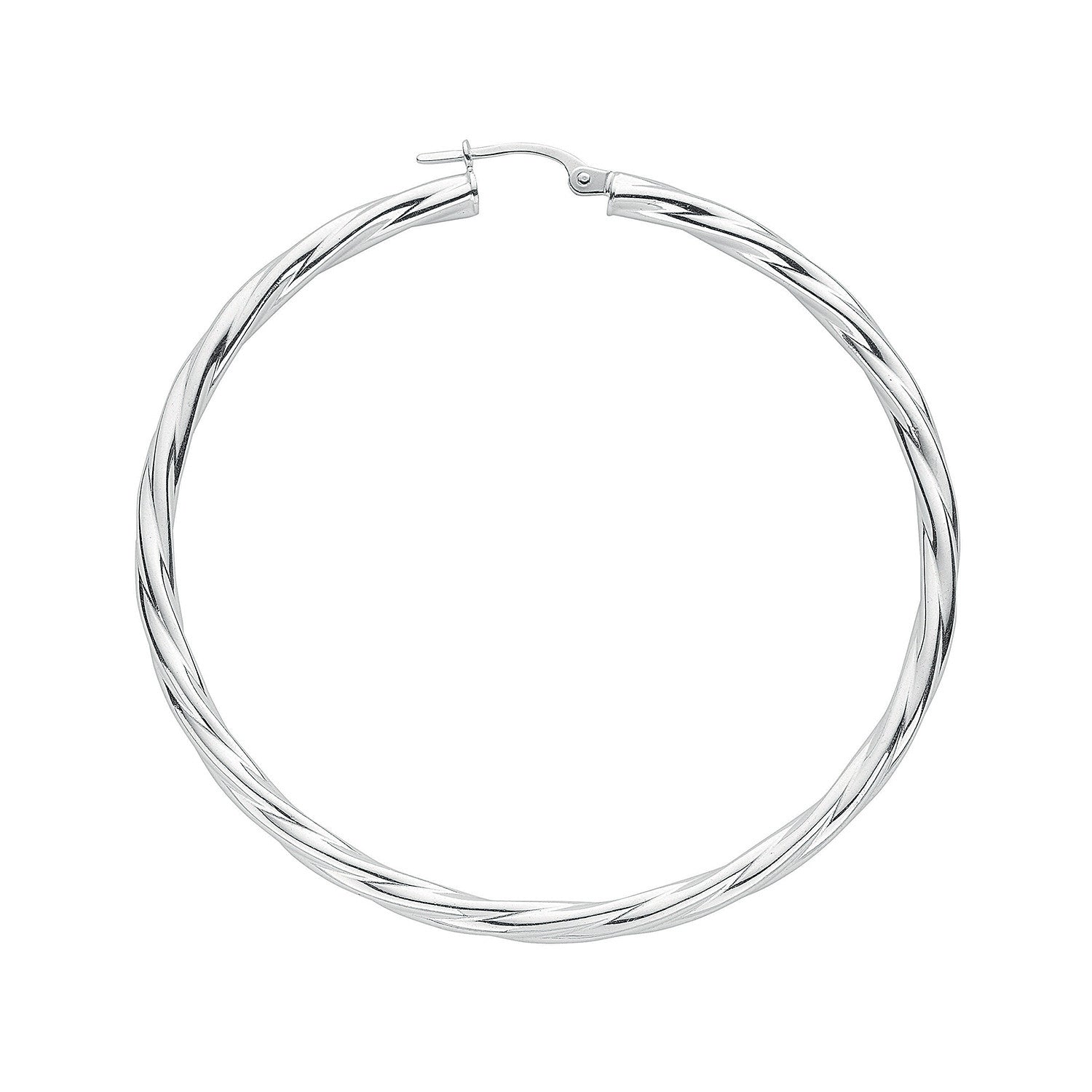 Silver Twisted Large Hoop Earrings - Silver