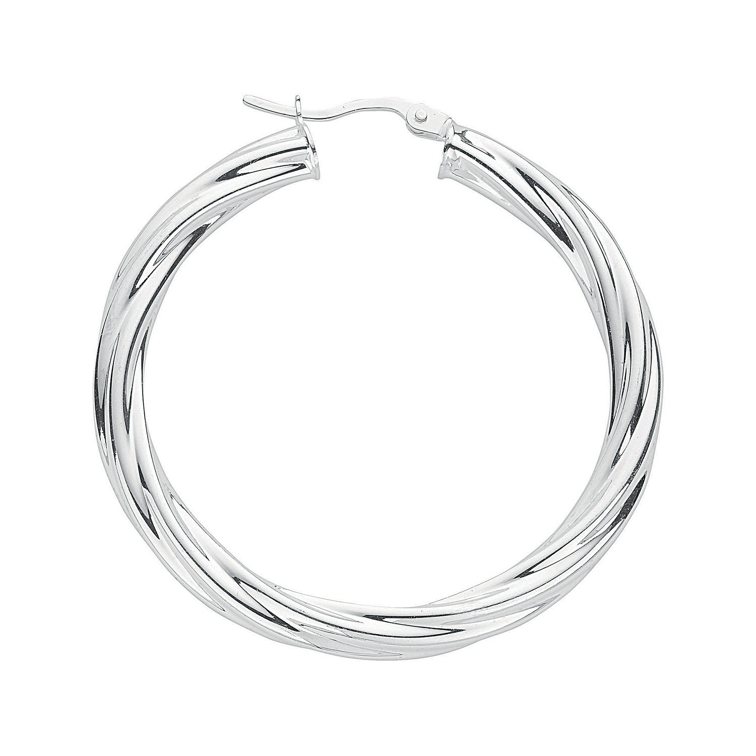Silver Twisted Hoop Earrings - Silver